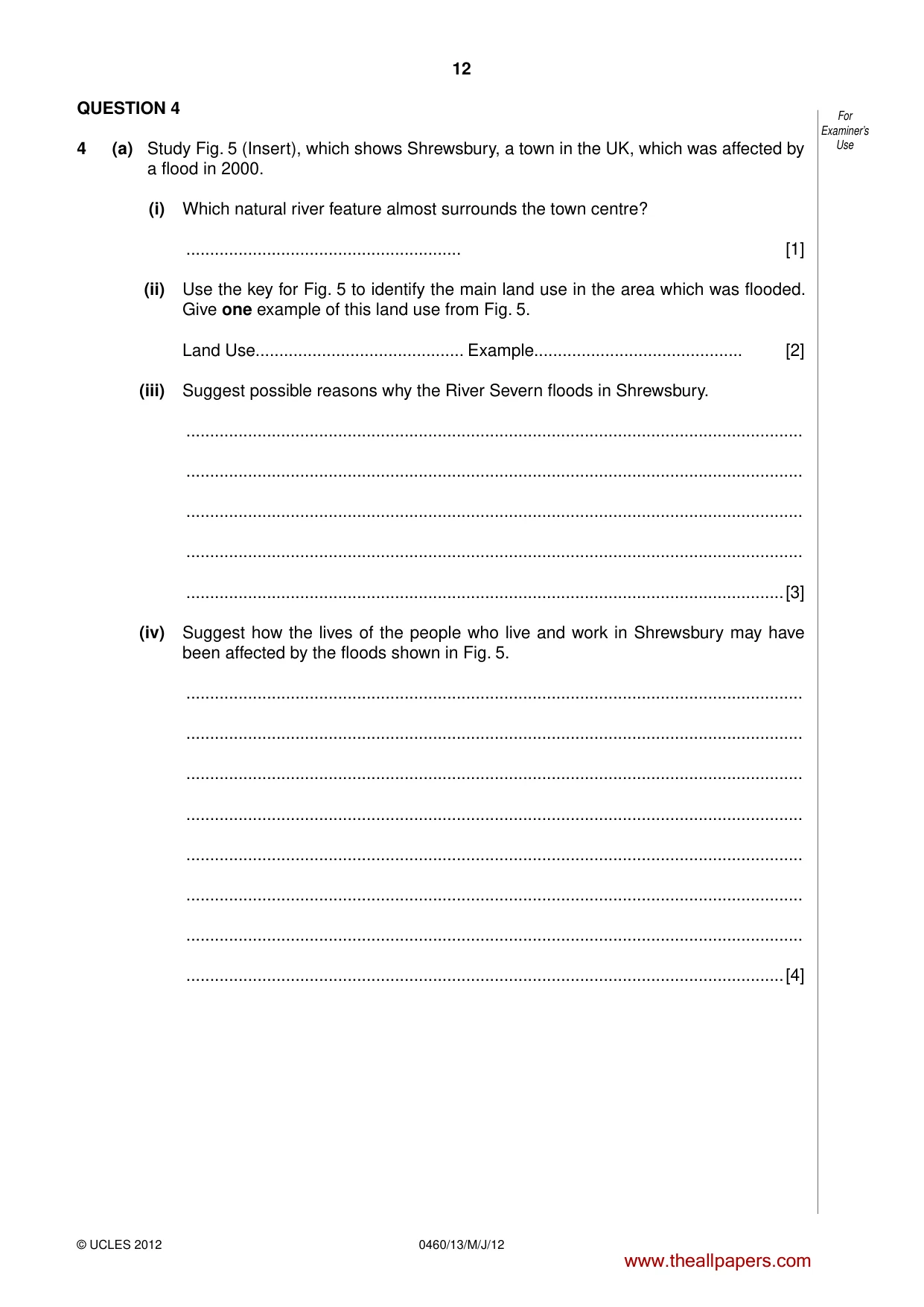 Cambridge IGCSE Geography 0460 2012 May/June Paper 1 · Variant 3 question paper, page 12 of 24