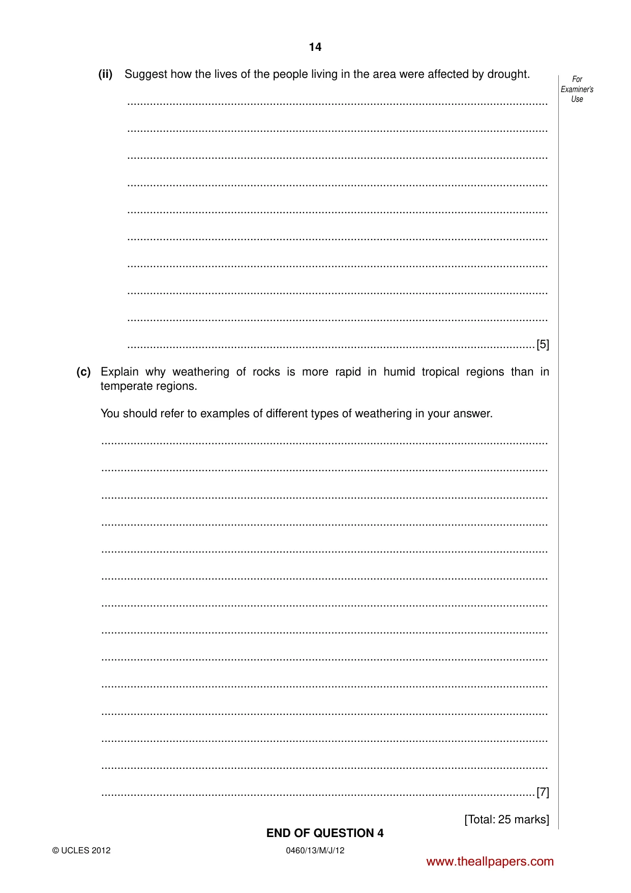 Cambridge IGCSE Geography 0460 2012 May/June Paper 1 · Variant 3 question paper, page 14 of 24