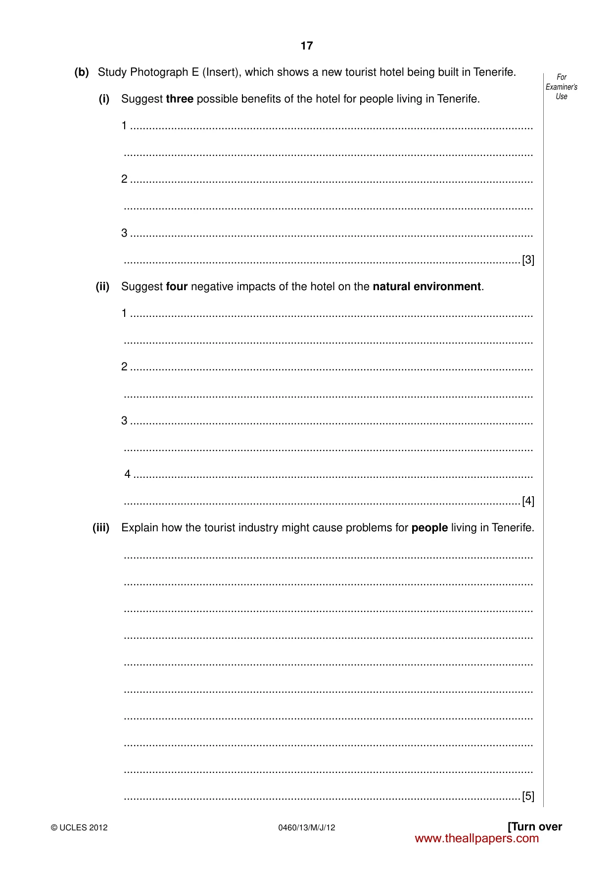 Cambridge IGCSE Geography 0460 2012 May/June Paper 1 · Variant 3 question paper, page 17 of 24