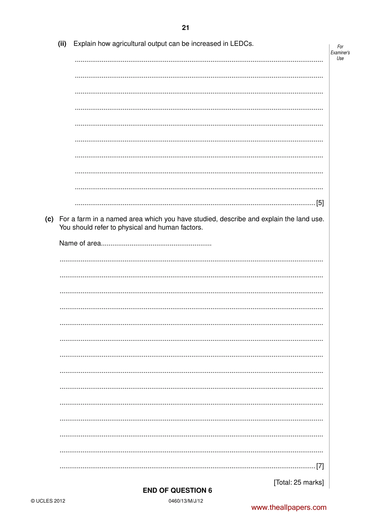 Cambridge IGCSE Geography 0460 2012 May/June Paper 1 · Variant 3 question paper, page 21 of 24