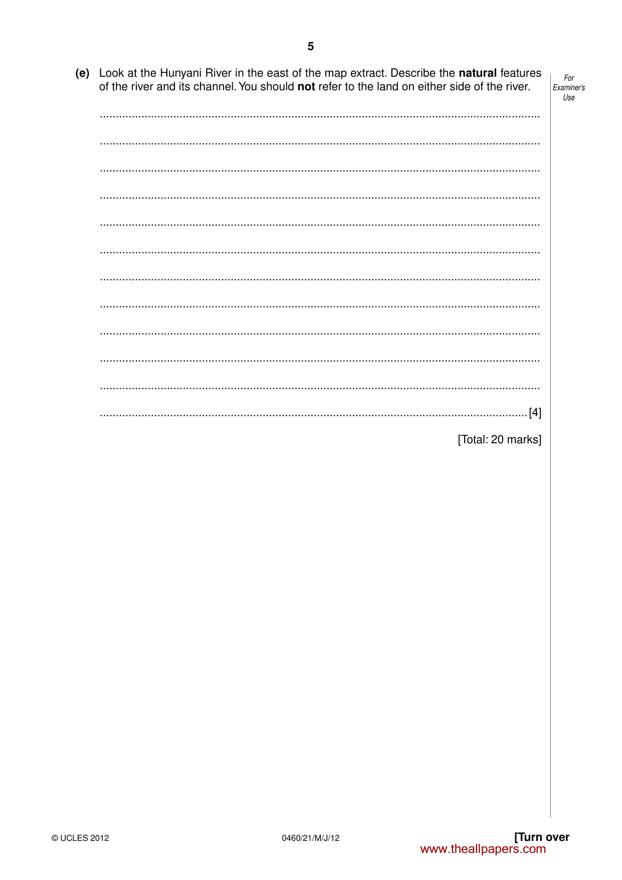 Cambridge IGCSE Geography 0460 2012 May/June Paper 2 · Variant 1 question paper, page 5 of 16