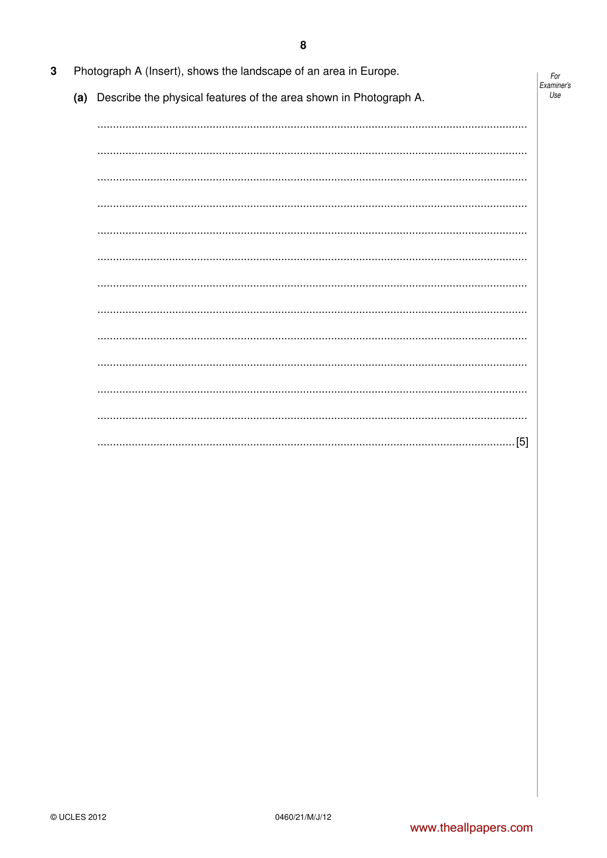 Cambridge IGCSE Geography 0460 2012 May/June Paper 2 · Variant 1 question paper, page 8 of 16