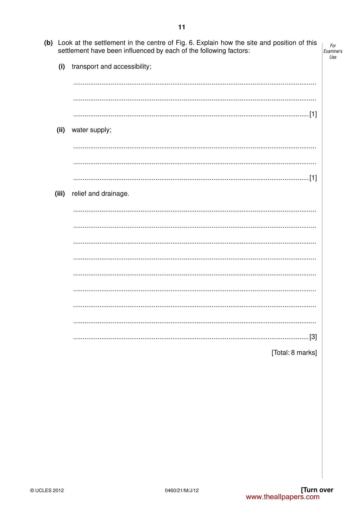 Cambridge IGCSE Geography 0460 2012 May/June Paper 2 · Variant 1 question paper, page 11 of 16