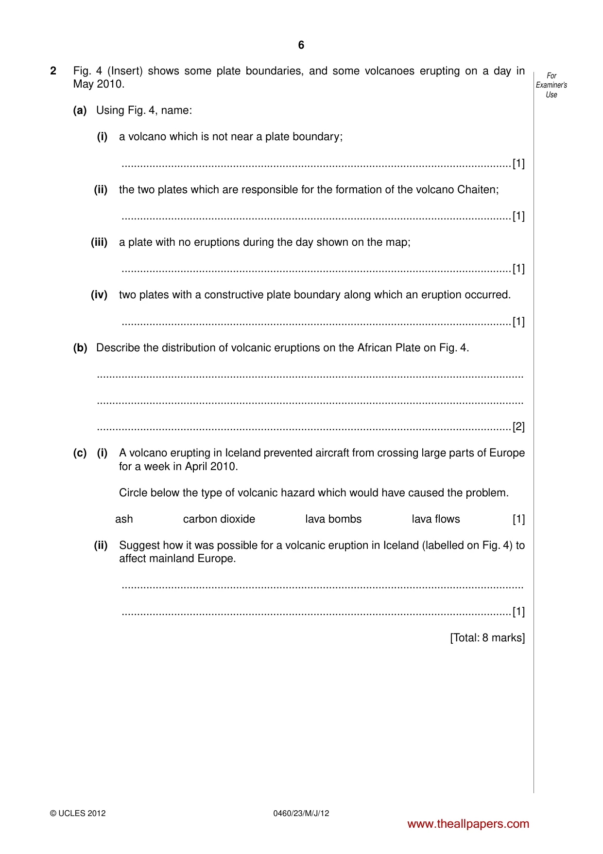 Cambridge IGCSE Geography 0460 2012 May/June Paper 2 · Variant 3 question paper, page 6 of 16