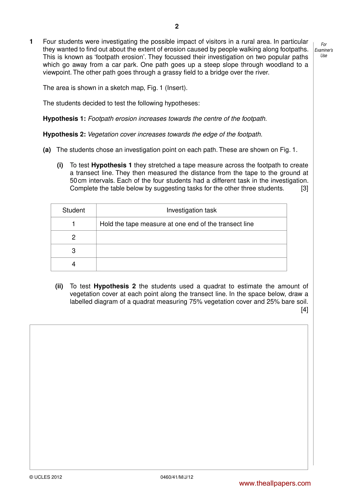 Cambridge IGCSE Geography 0460 2012 May/June Paper 4 · Variant 1 question paper, page 2 of 16