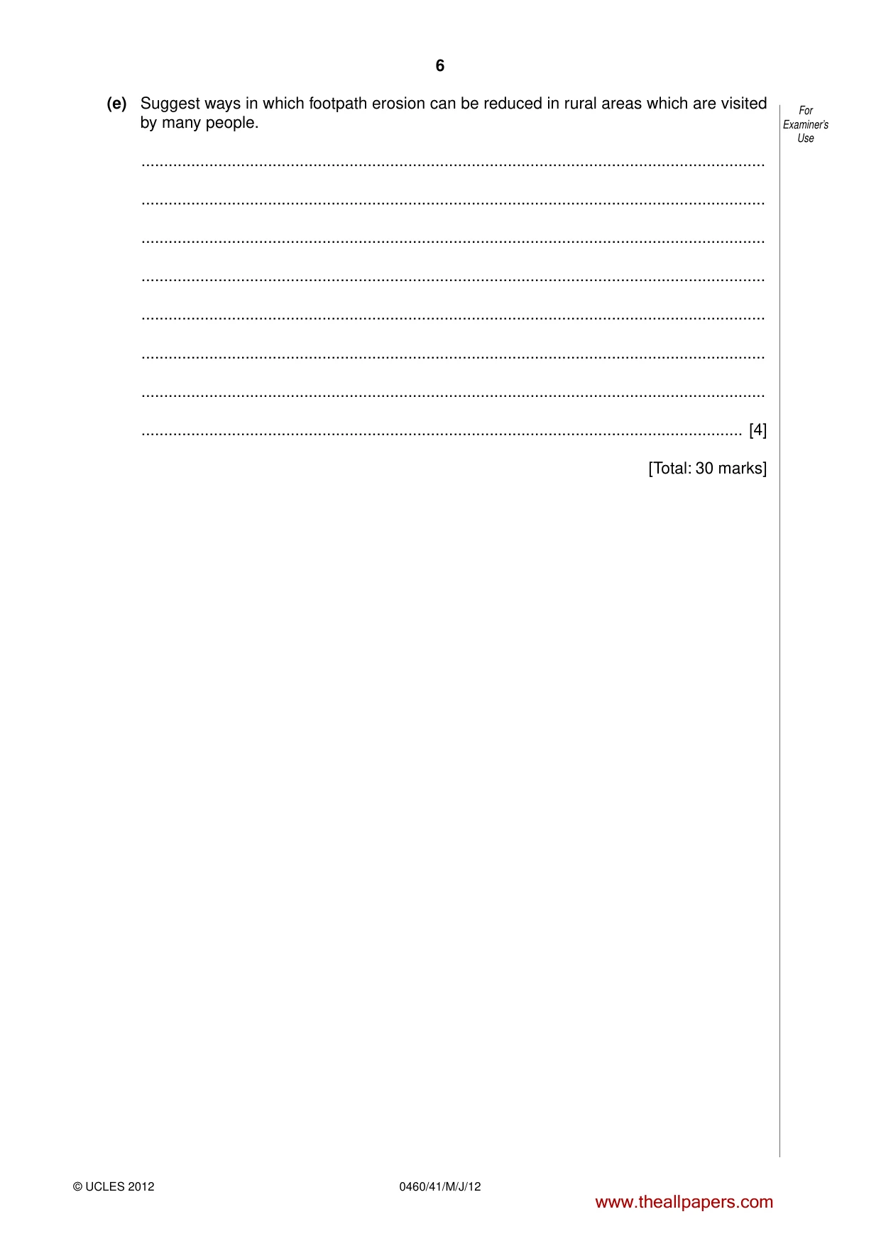 Cambridge IGCSE Geography 0460 2012 May/June Paper 4 · Variant 1 question paper, page 6 of 16