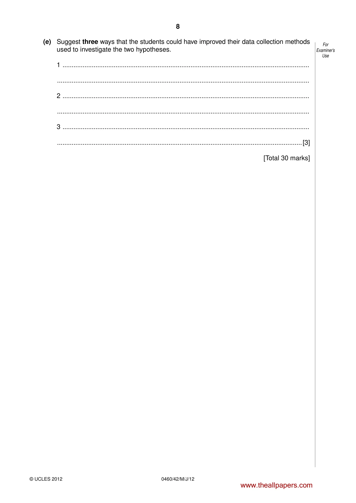 Cambridge IGCSE Geography 0460 2012 May/June Paper 4 · Variant 2 question paper, page 8 of 16