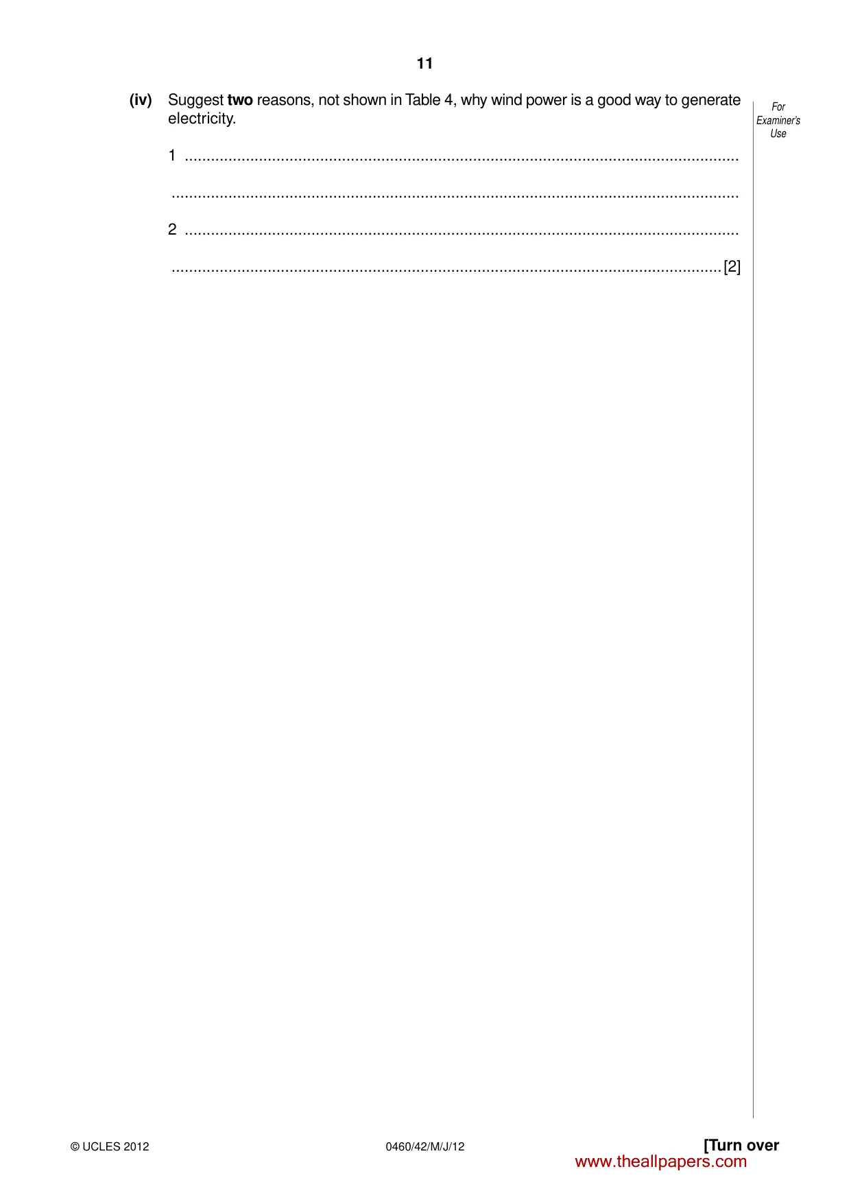 Cambridge IGCSE Geography 0460 2012 May/June Paper 4 · Variant 2 question paper, page 11 of 16