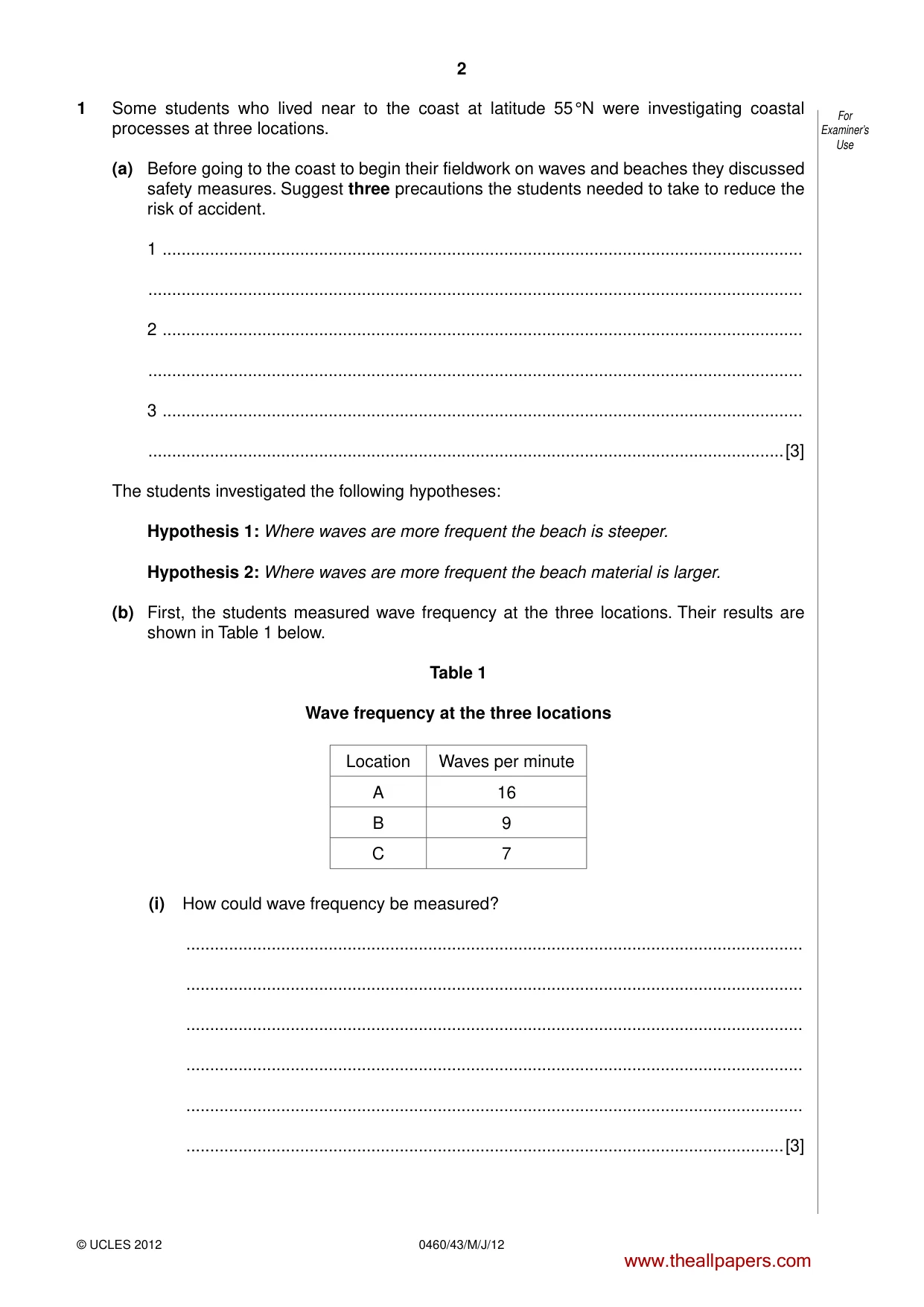 Cambridge IGCSE Geography 0460 2012 May/June Paper 4 · Variant 3 question paper, page 2 of 16