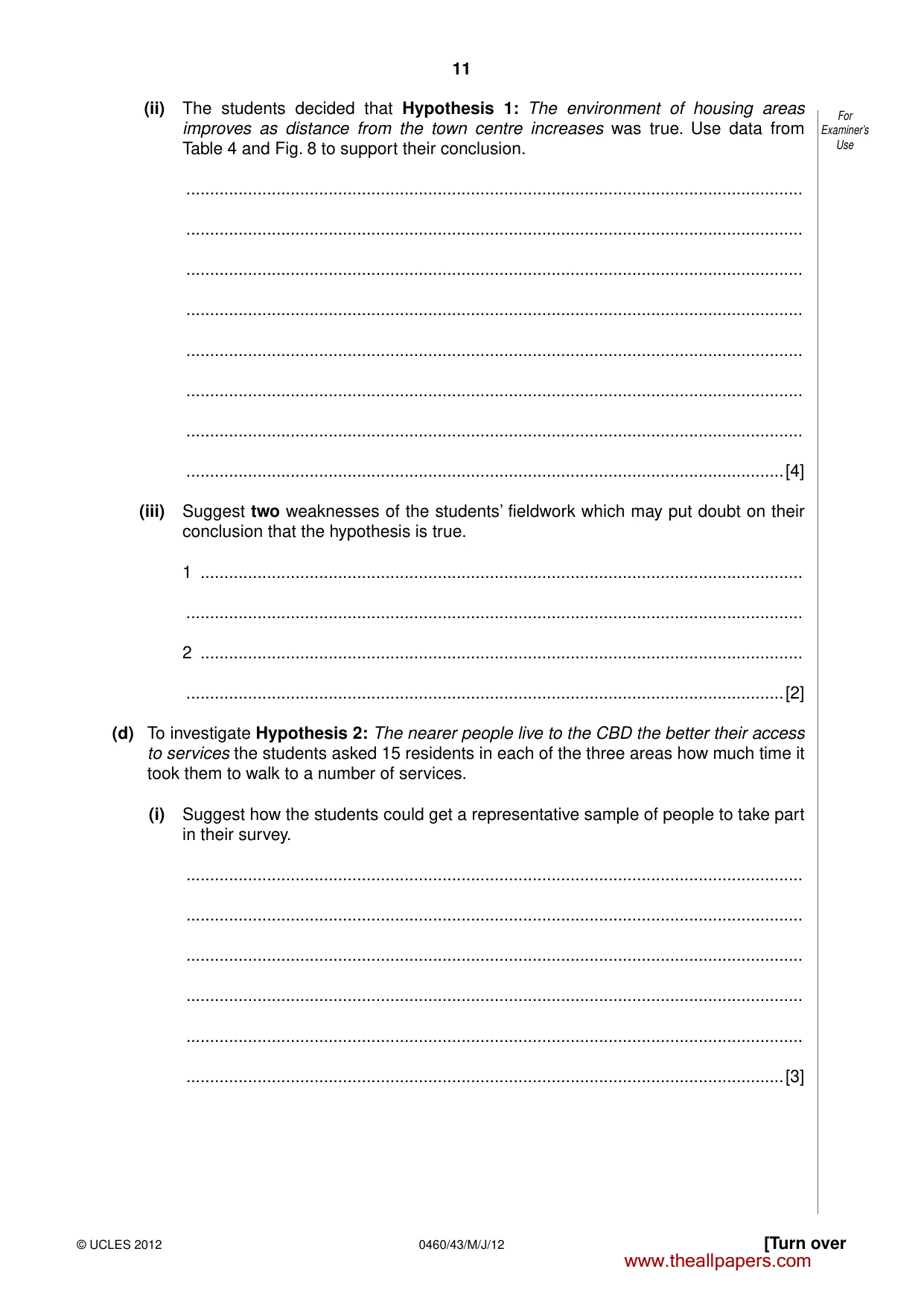 Cambridge IGCSE Geography 0460 2012 May/June Paper 4 · Variant 3 question paper, page 11 of 16