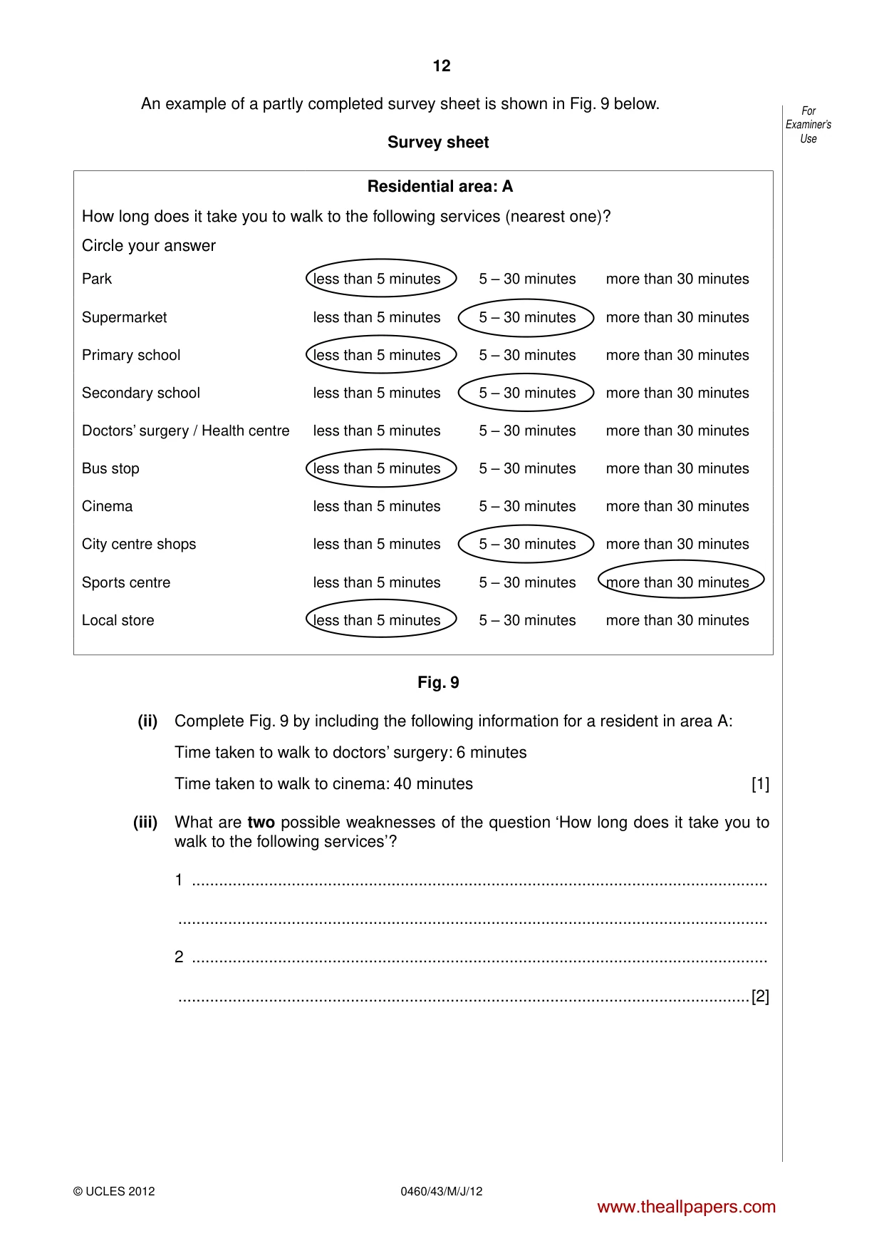 Cambridge IGCSE Geography 0460 2012 May/June Paper 4 · Variant 3 question paper, page 12 of 16