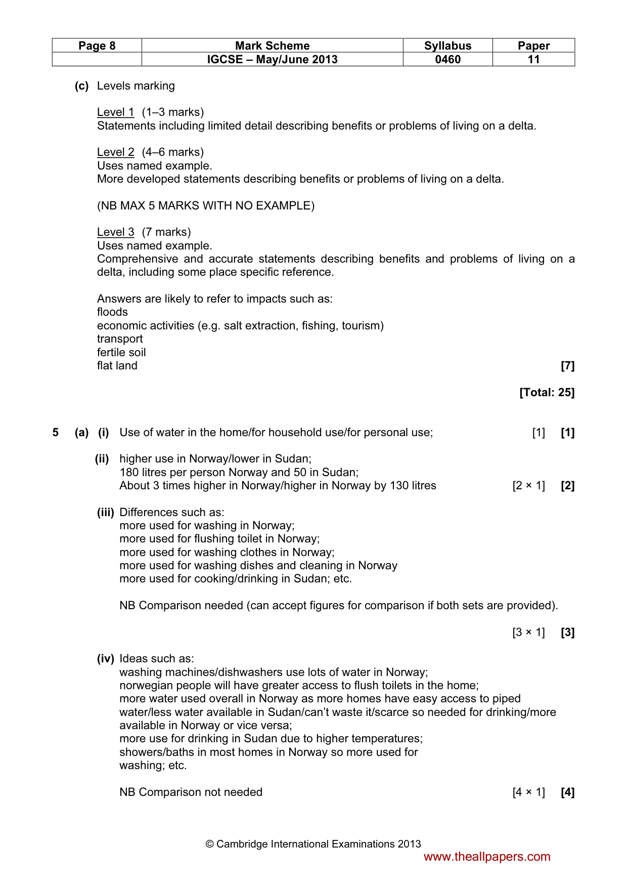 Mark scheme, page 8 of 11