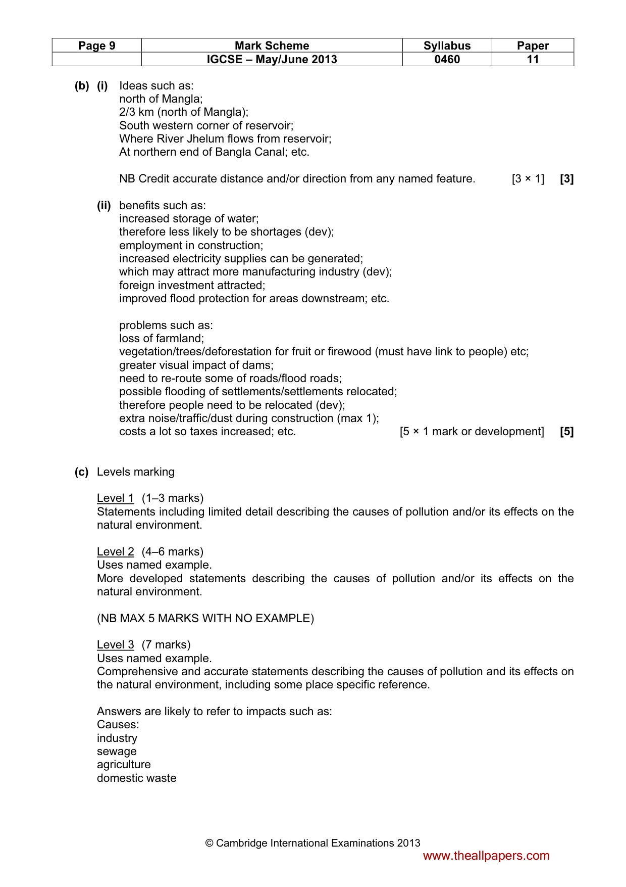 Mark scheme, page 9 of 11