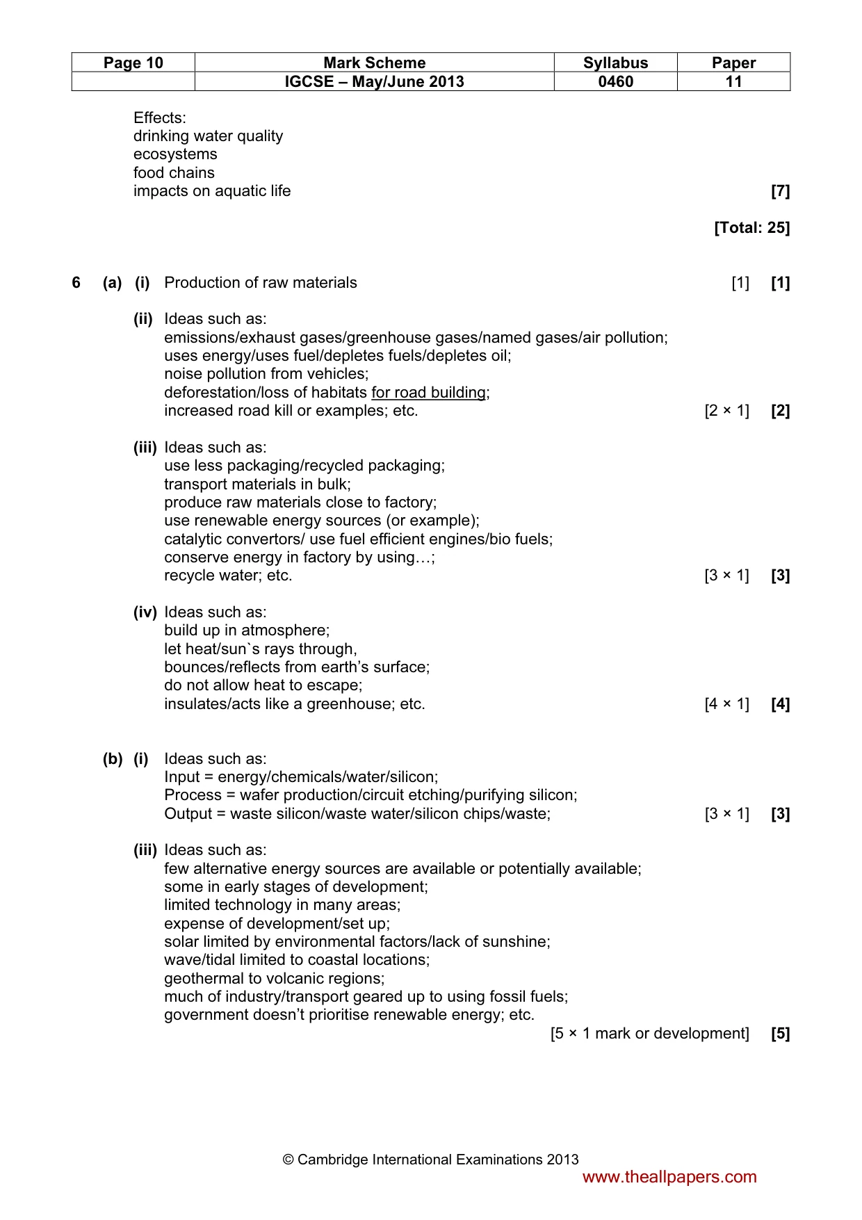 Mark scheme, page 10 of 11