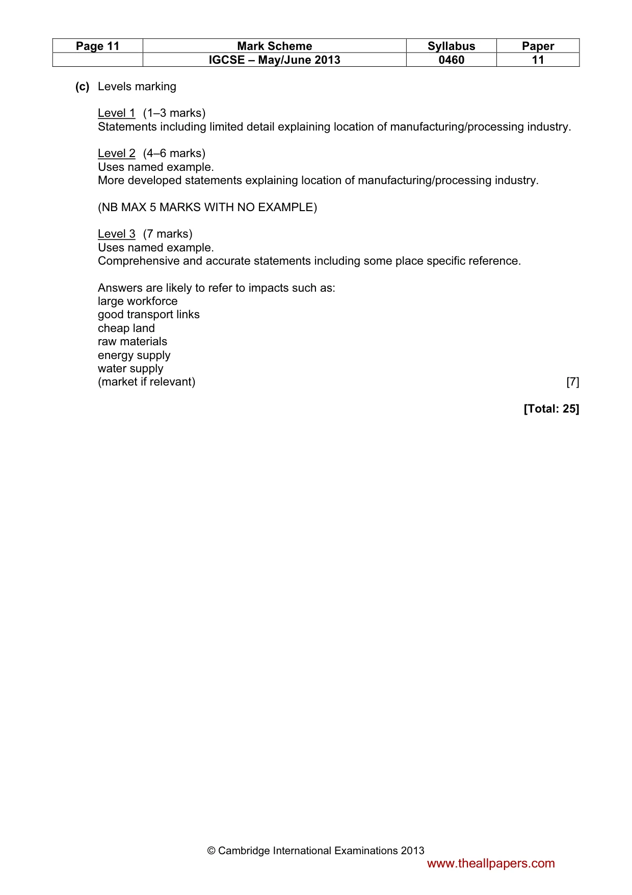 Mark scheme, page 11 of 11