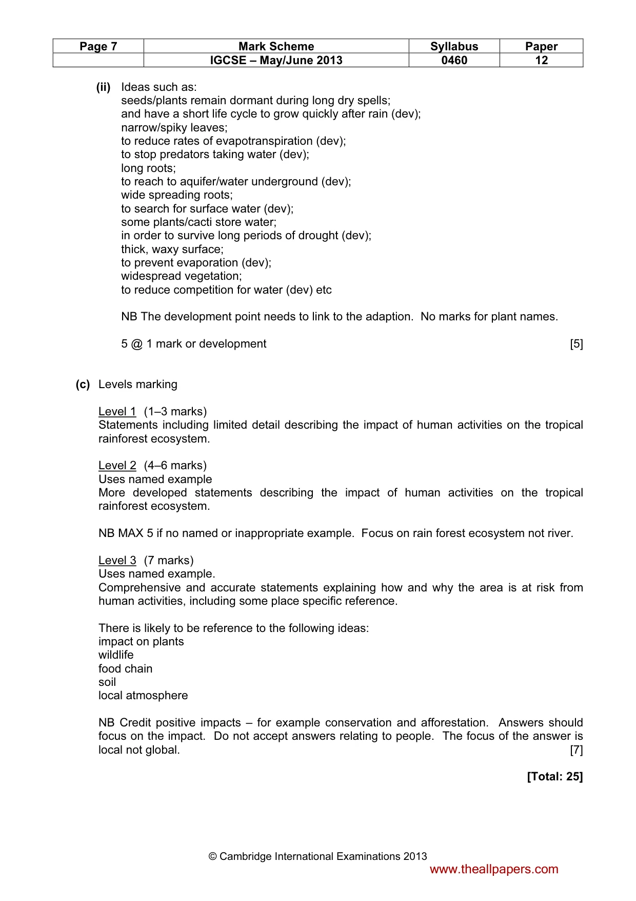 Mark scheme, page 7 of 14