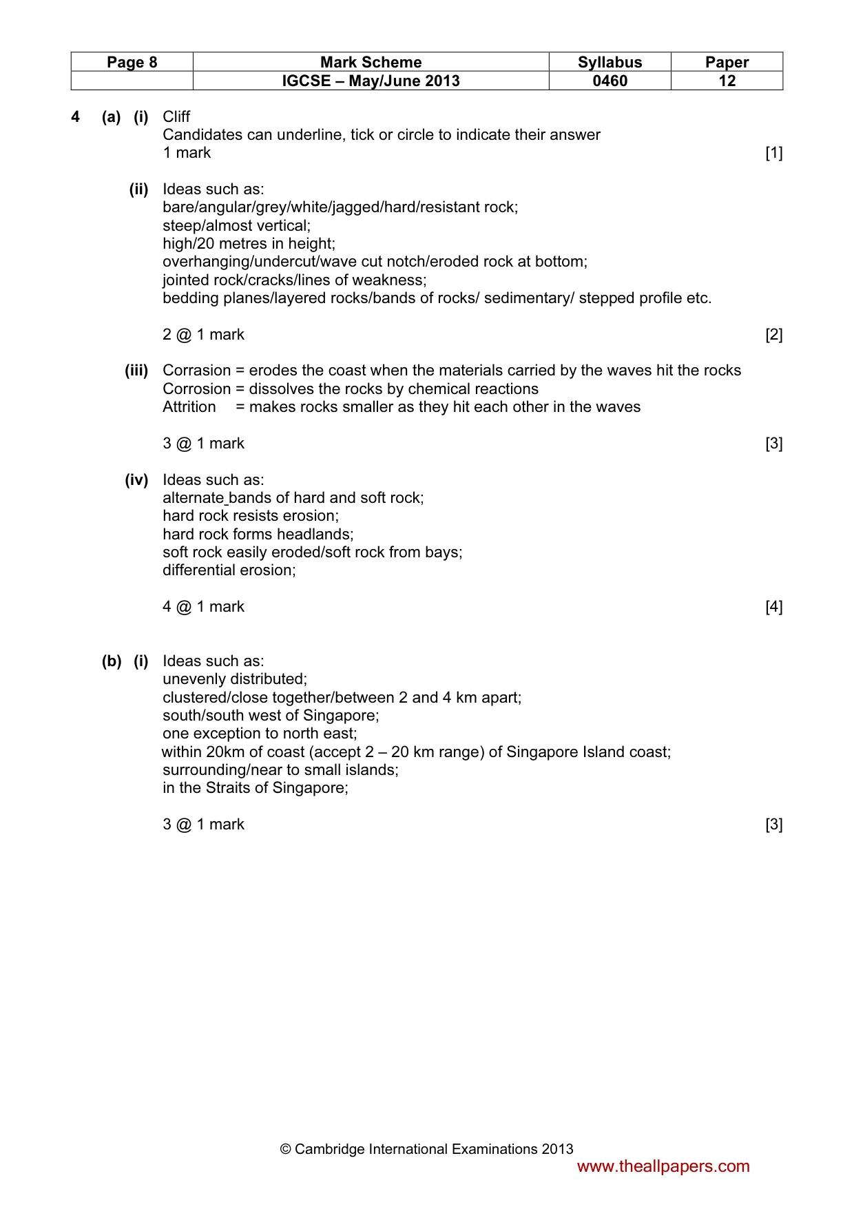 Mark scheme, page 8 of 14