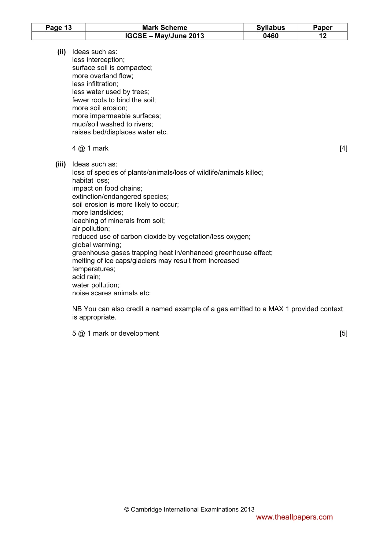 Mark scheme, page 13 of 14