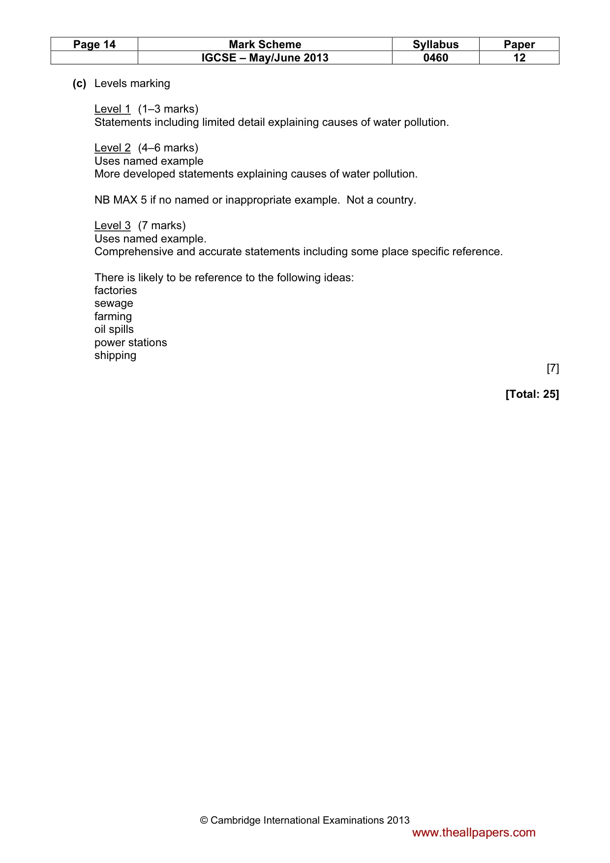 Mark scheme, page 14 of 14