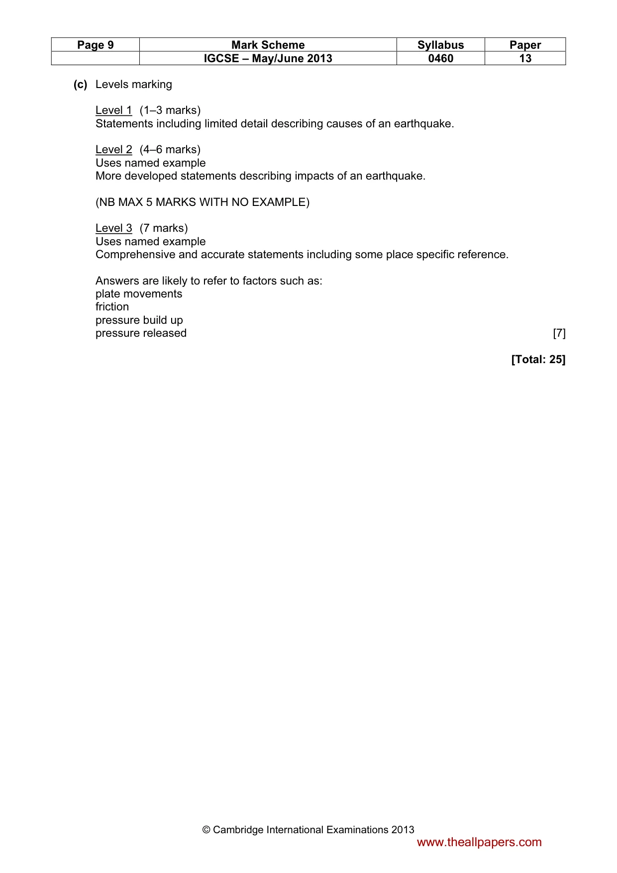 Mark scheme, page 9 of 13