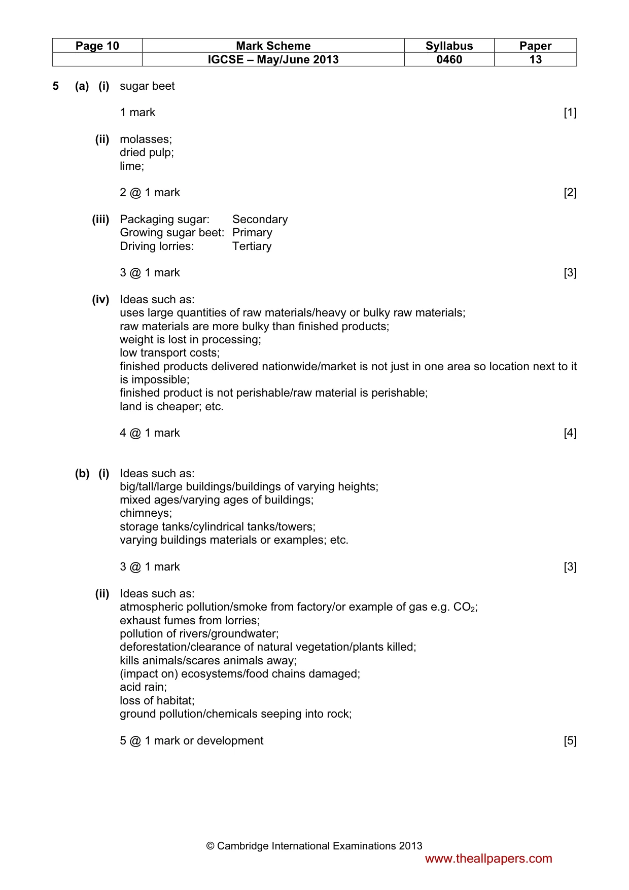 Mark scheme, page 10 of 13
