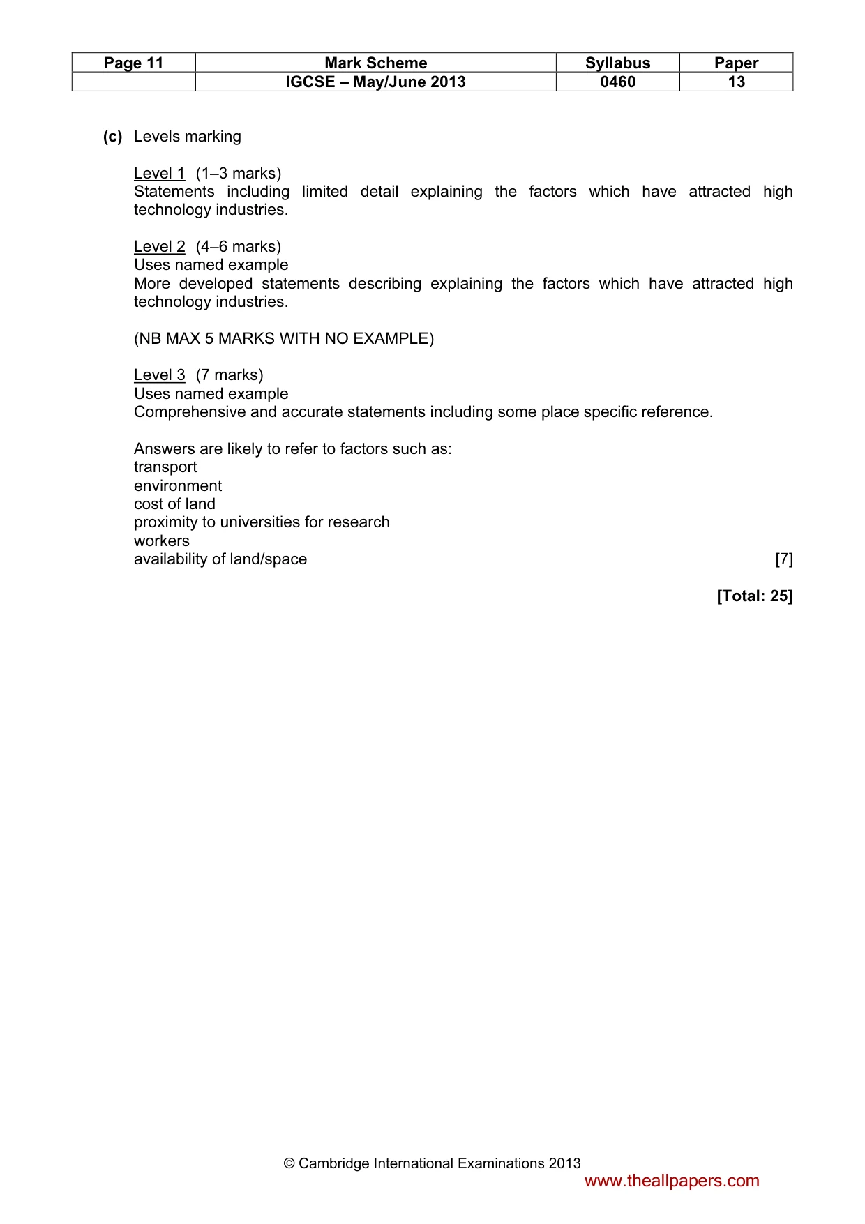 Mark scheme, page 11 of 13