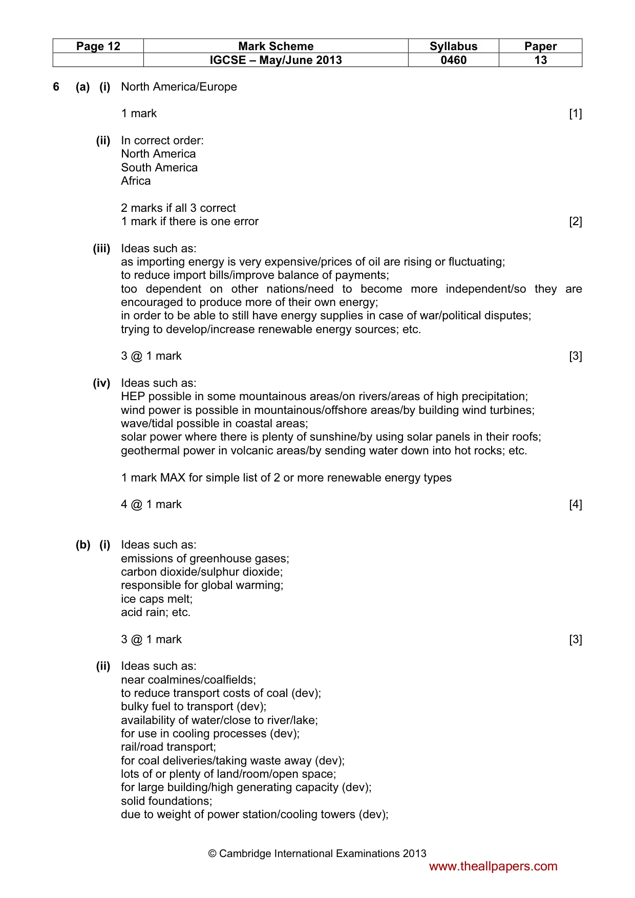 Mark scheme, page 12 of 13