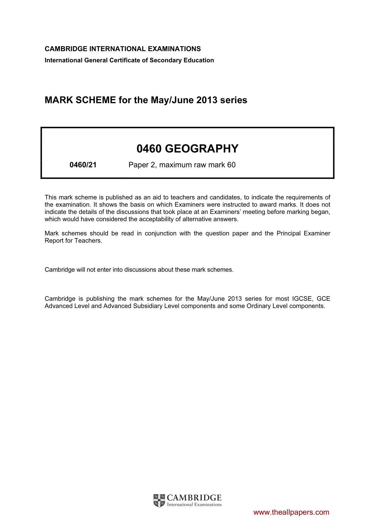 Mark scheme, page 1 of 5