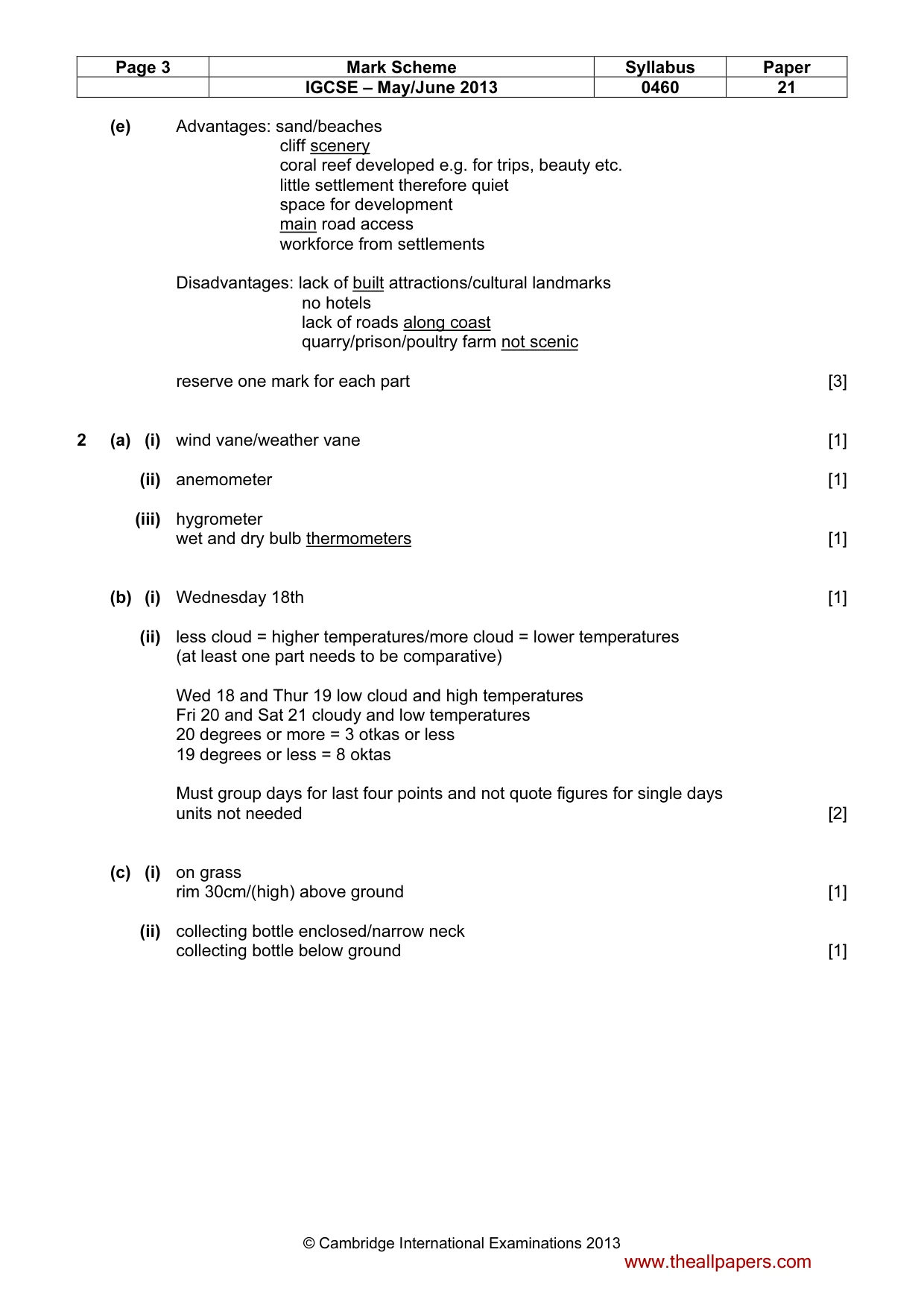 Mark scheme, page 3 of 5