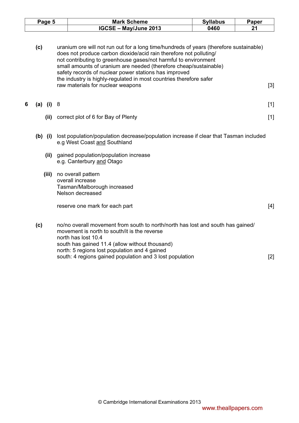 Mark scheme, page 5 of 5