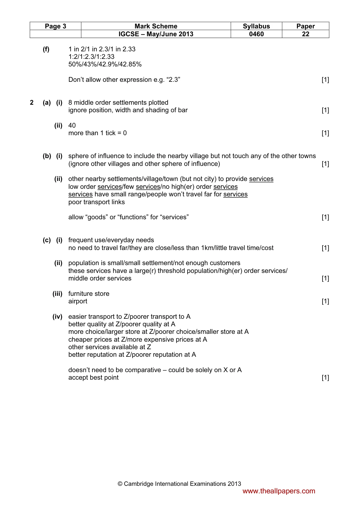Mark scheme, page 3 of 6