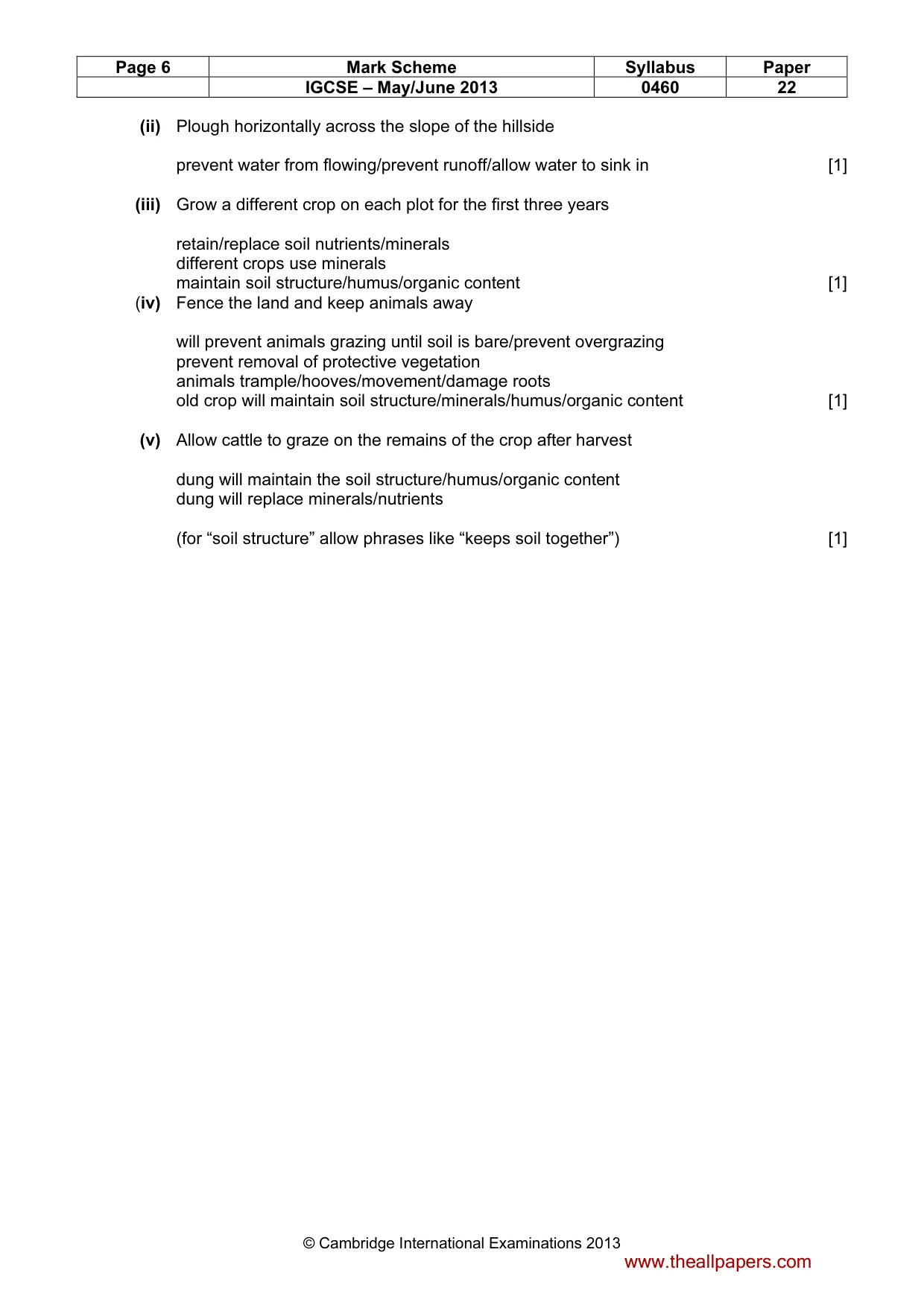 Mark scheme, page 6 of 6