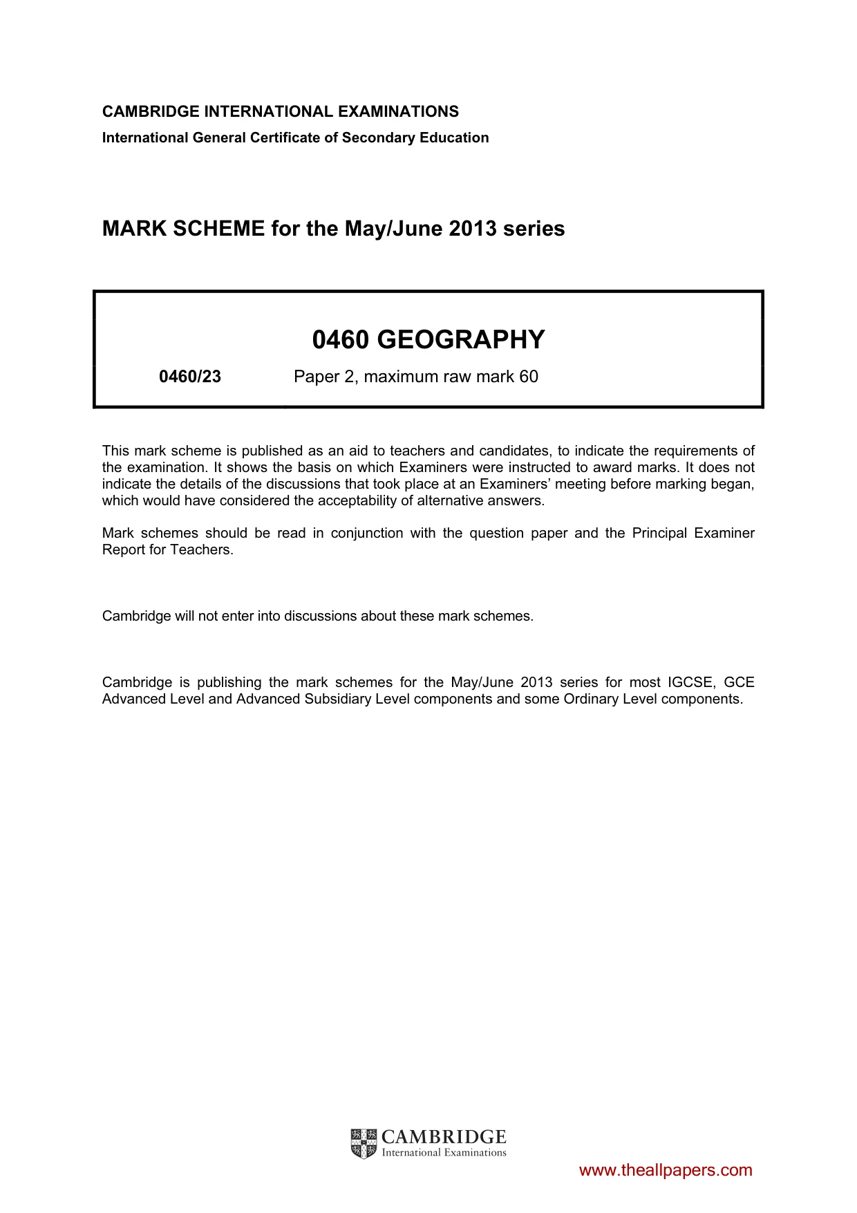 Mark scheme, page 1 of 5