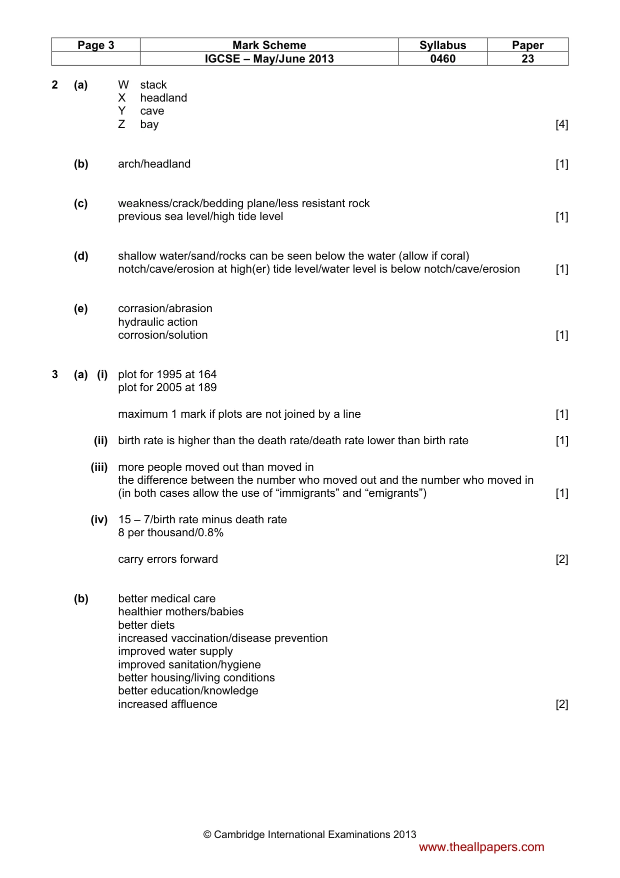 Mark scheme, page 3 of 5