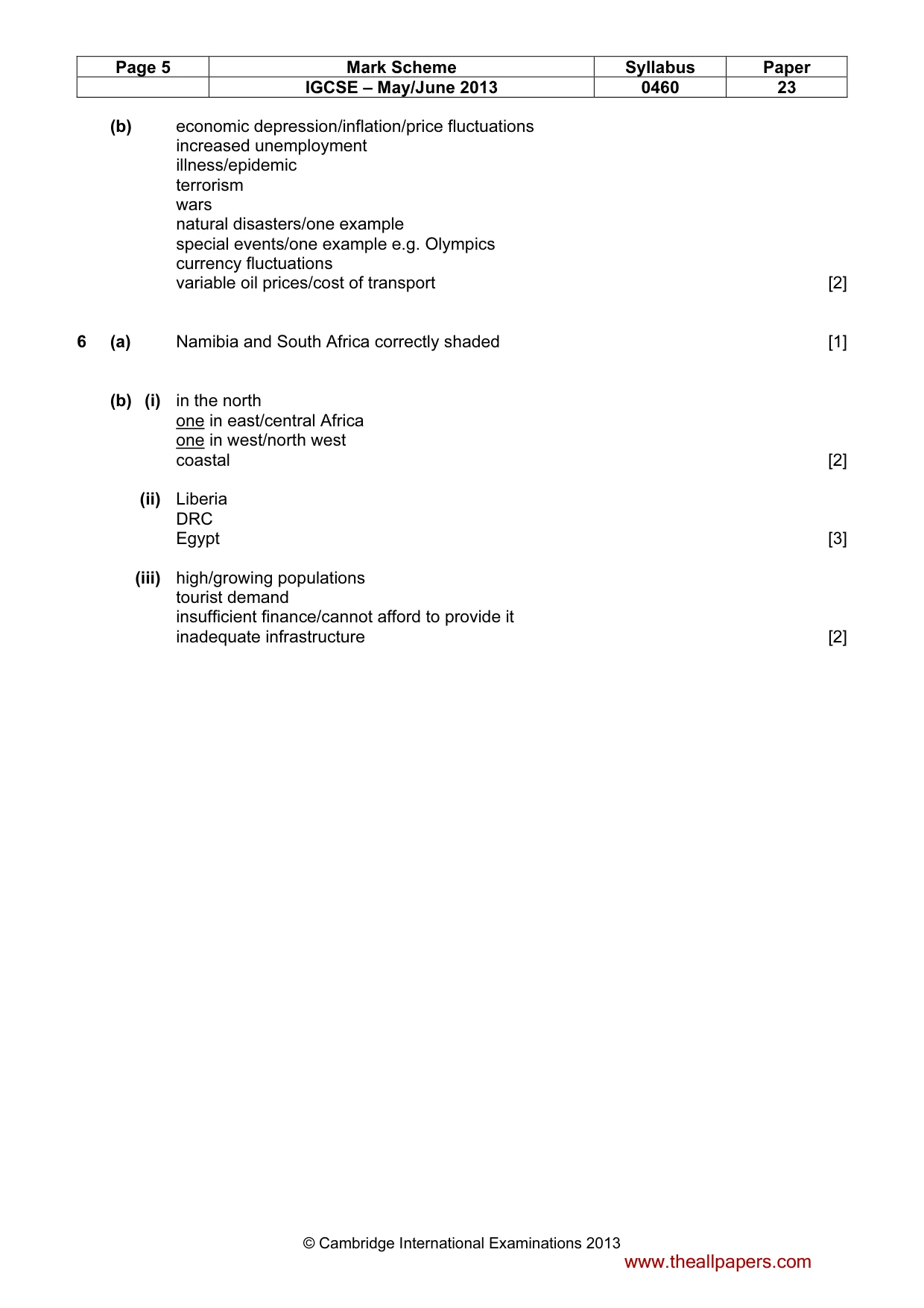 Mark scheme, page 5 of 5