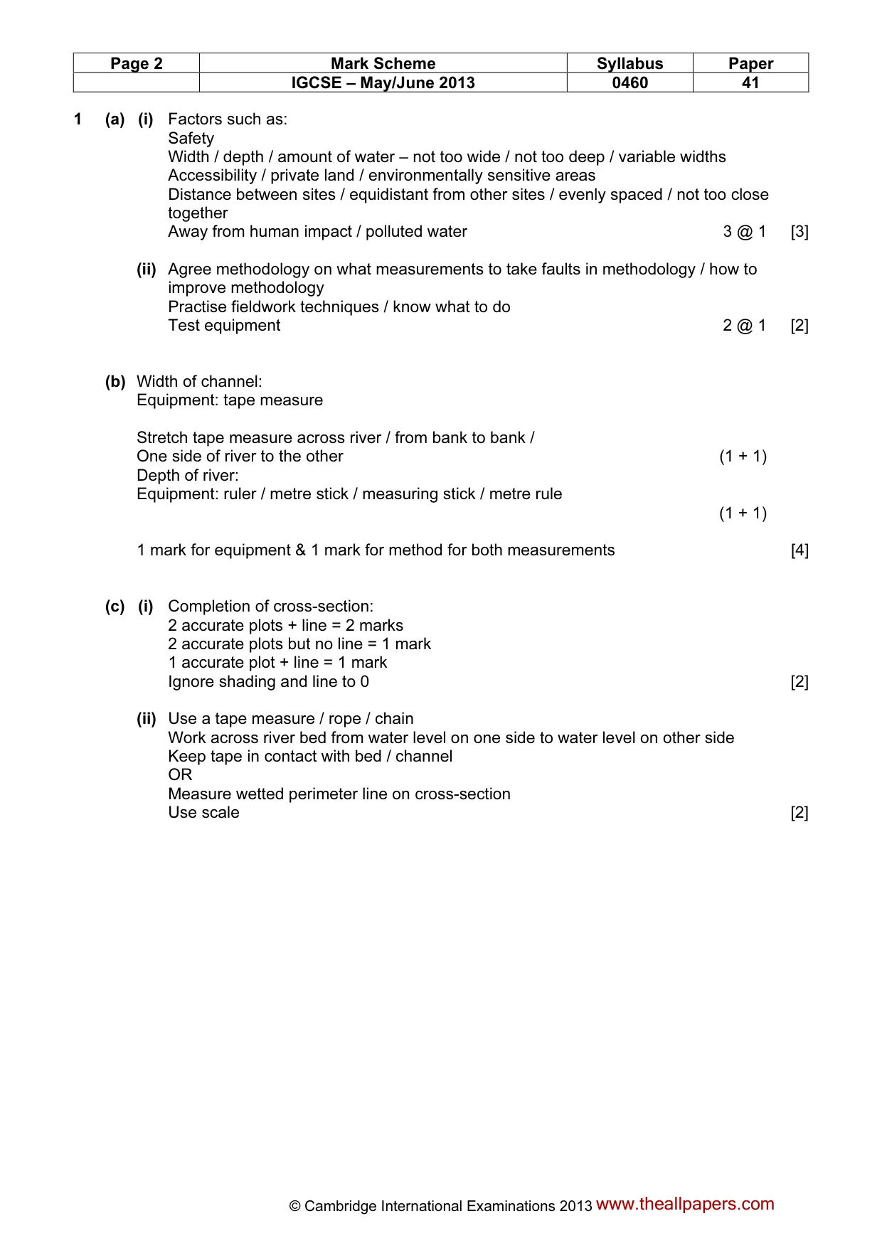 Mark scheme, page 2 of 5