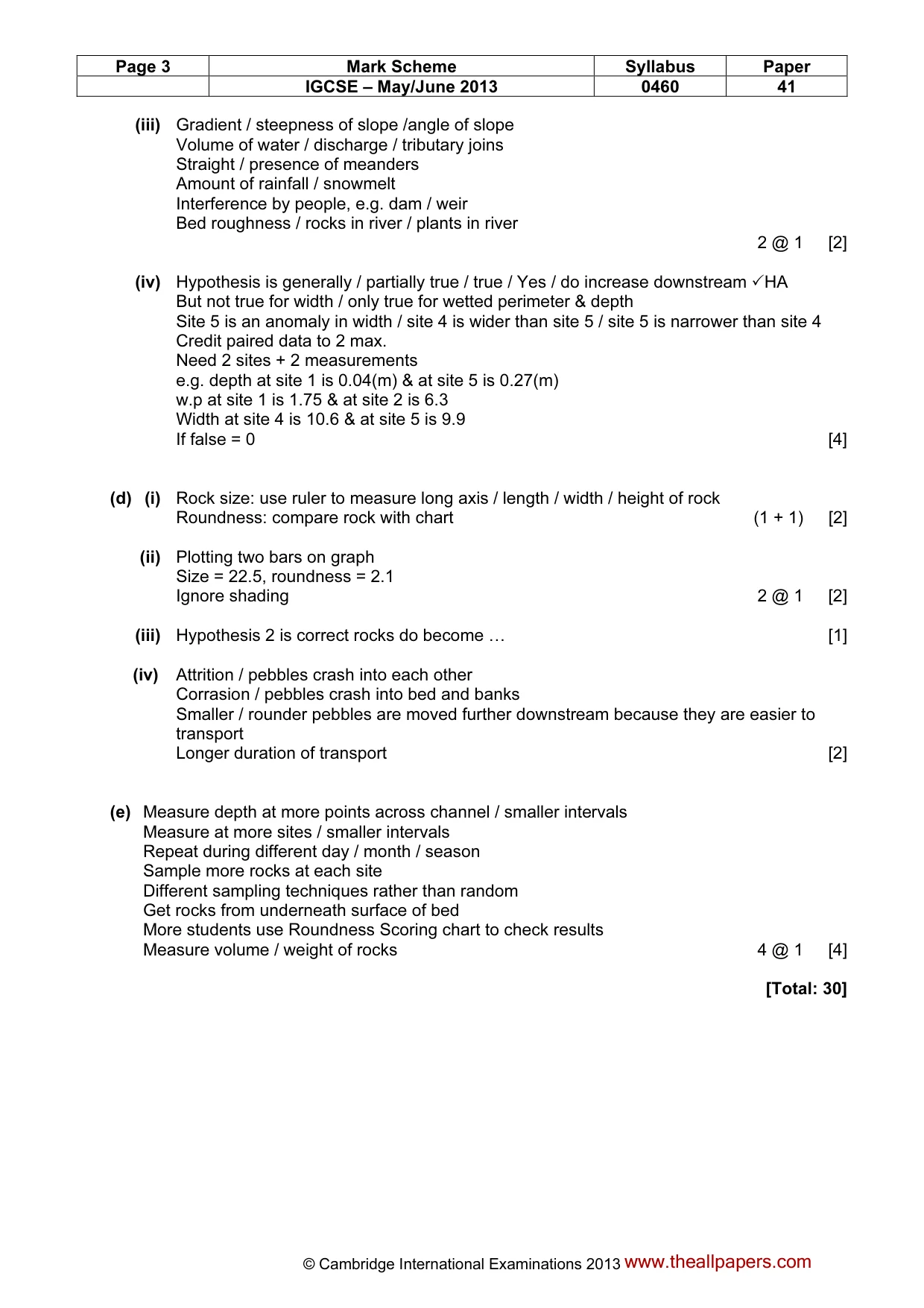Mark scheme, page 3 of 5