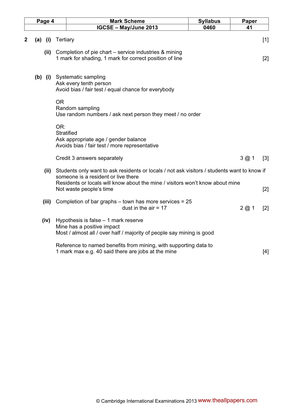 Mark scheme, page 4 of 5
