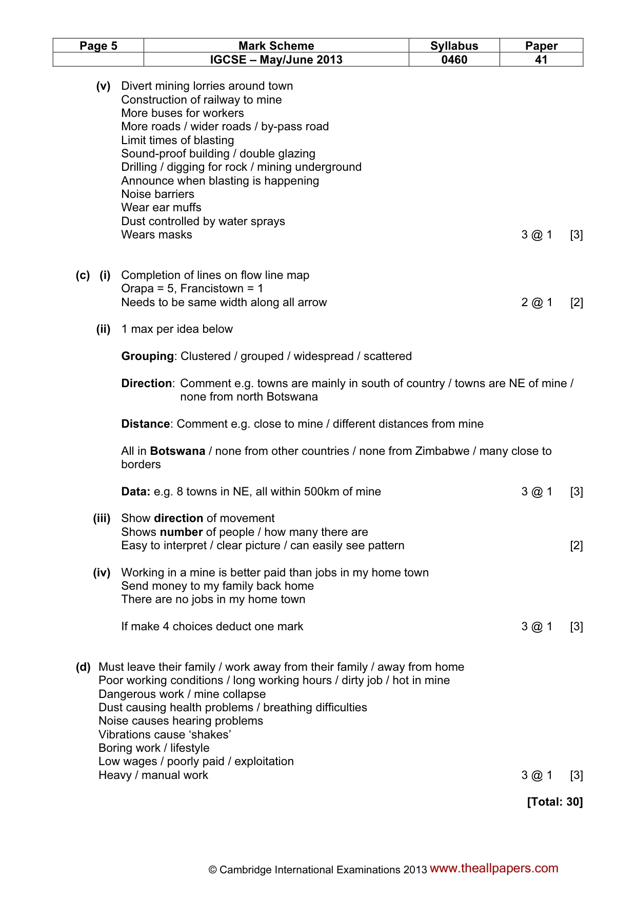Mark scheme, page 5 of 5
