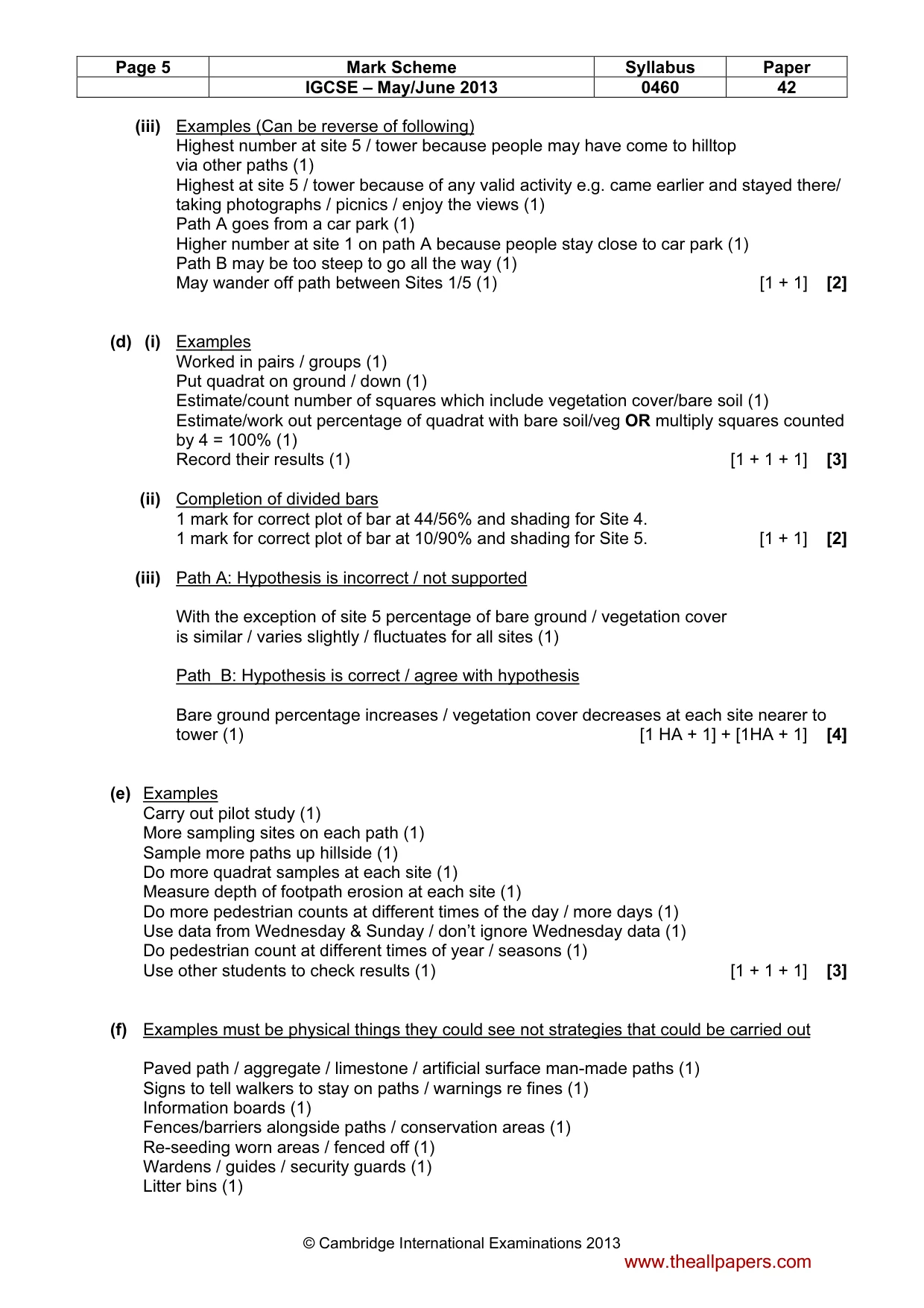 Mark scheme, page 5 of 6