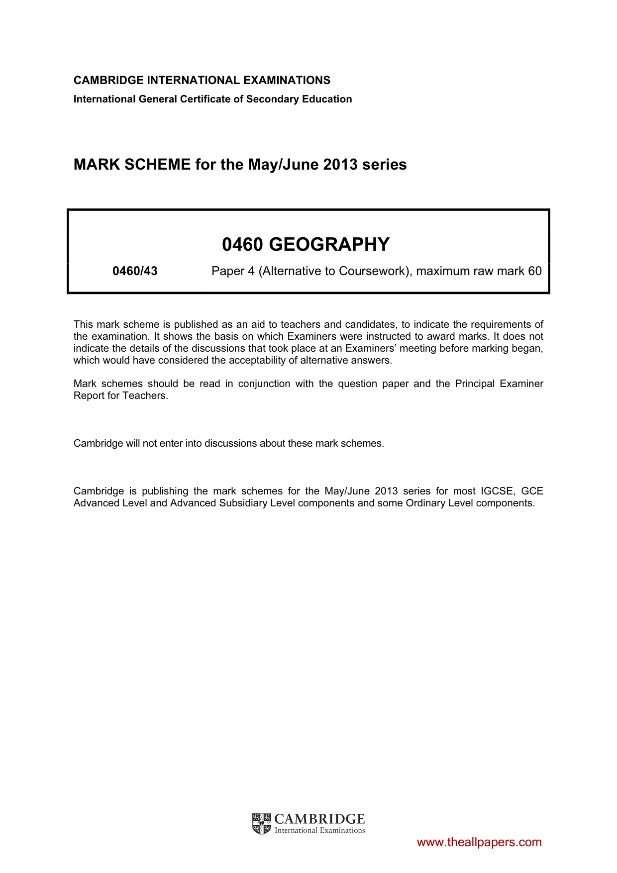 Mark scheme, page 1 of 5