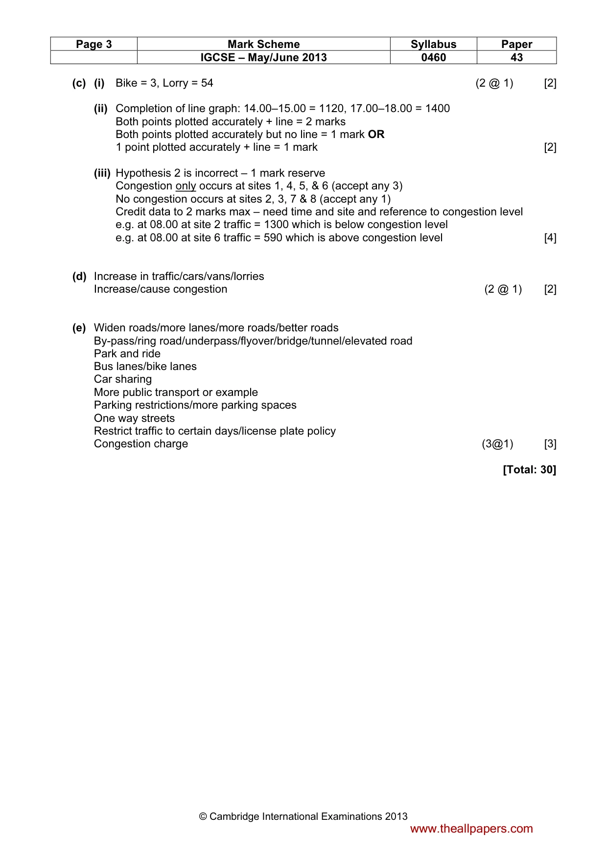 Mark scheme, page 3 of 5