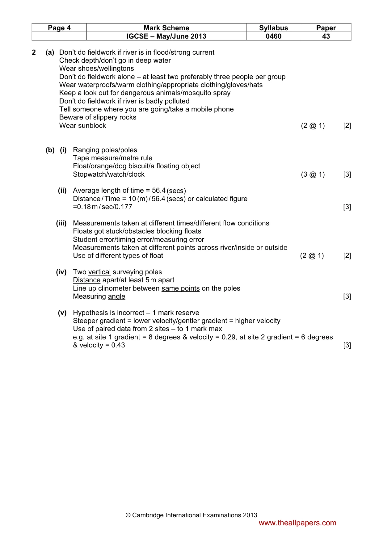 Mark scheme, page 4 of 5