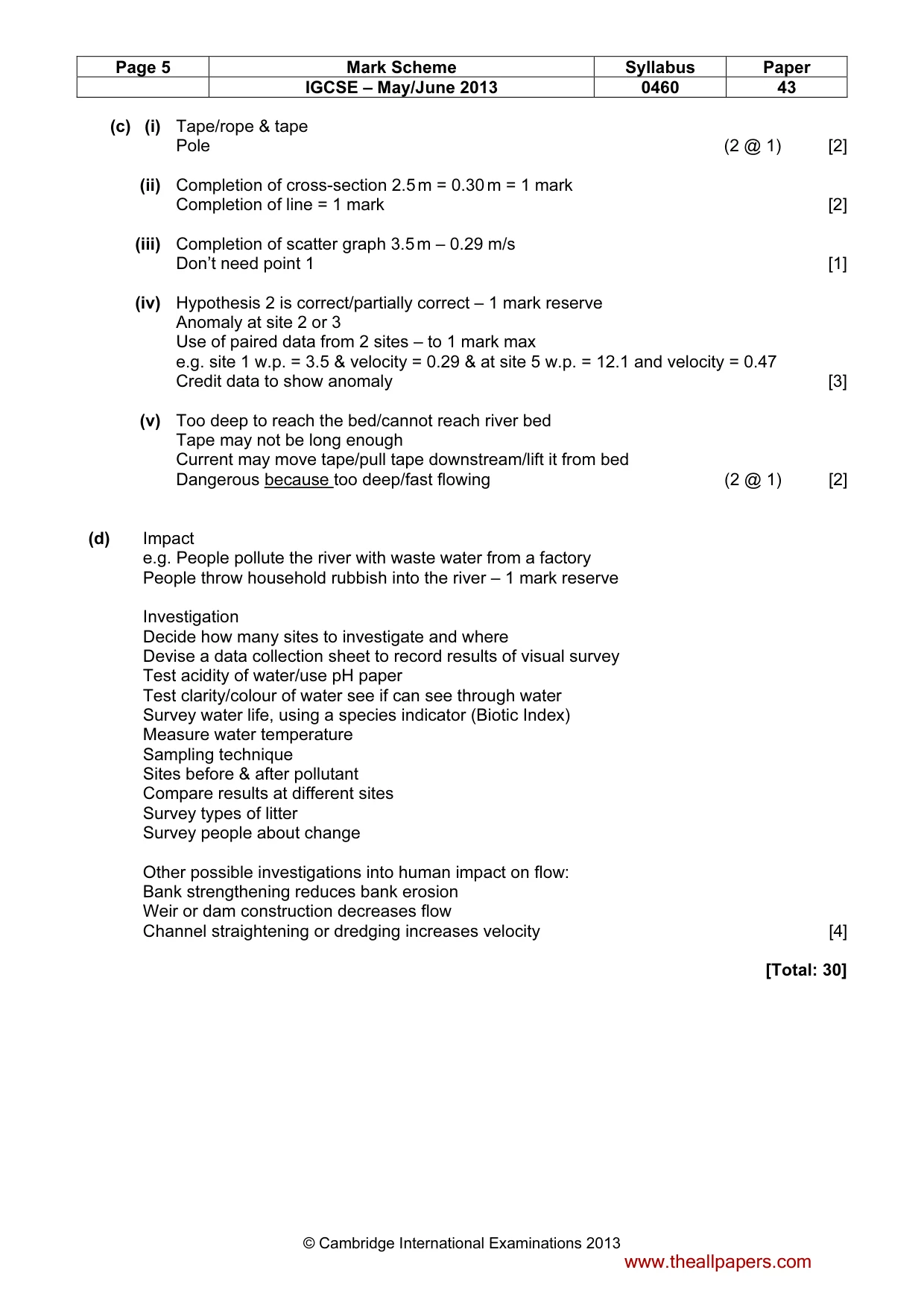Mark scheme, page 5 of 5