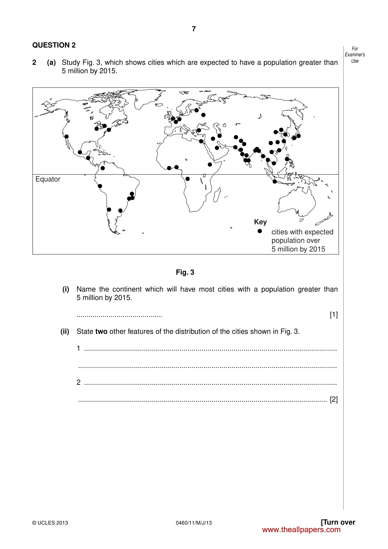 Cambridge IGCSE Geography 0460 2013 May/June Paper 1 · Variant 1 question paper, page 7 of 28
