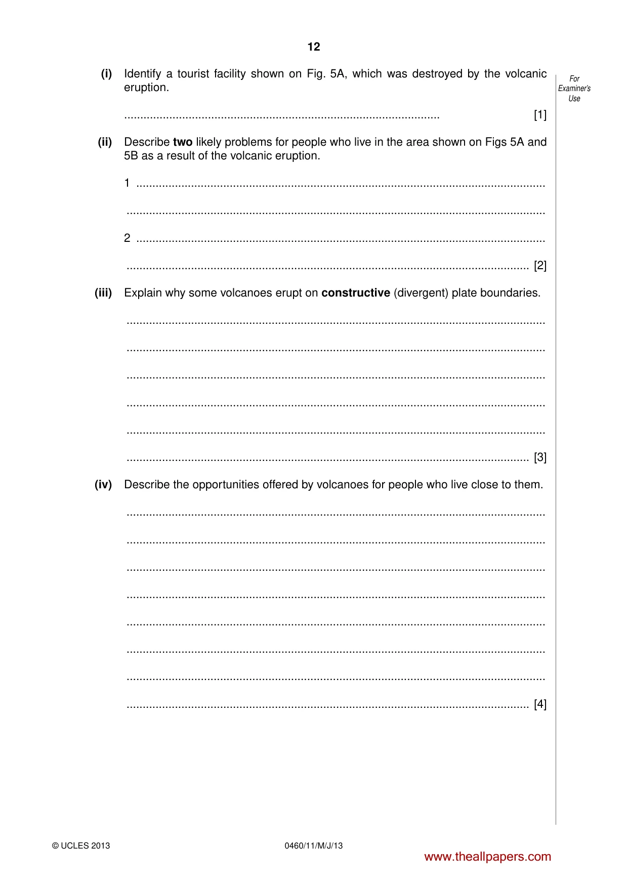 Cambridge IGCSE Geography 0460 2013 May/June Paper 1 · Variant 1 question paper, page 12 of 28