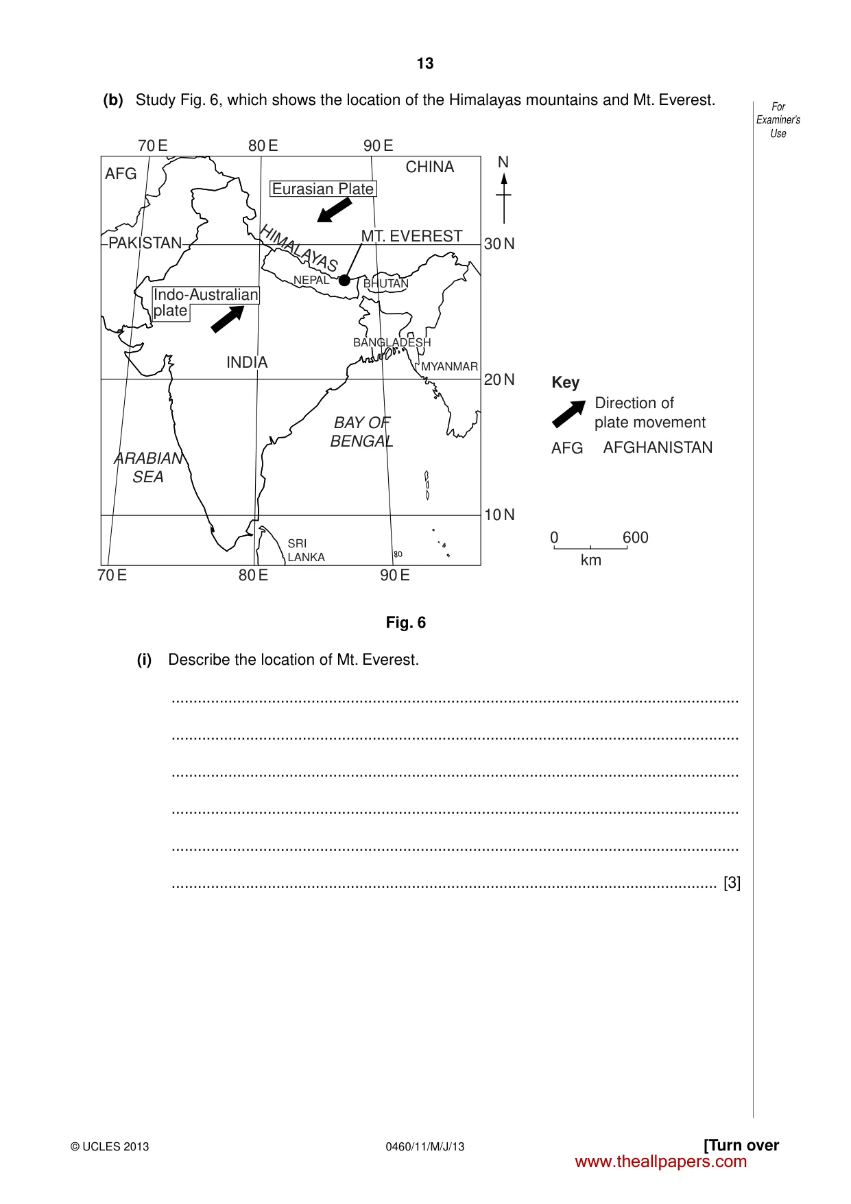 Cambridge IGCSE Geography 0460 2013 May/June Paper 1 · Variant 1 question paper, page 13 of 28