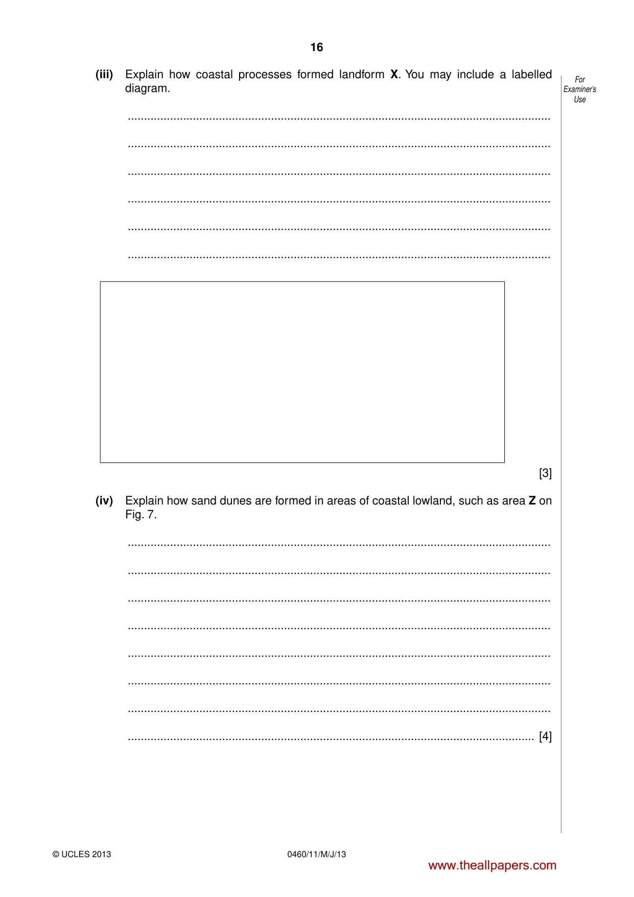 Cambridge IGCSE Geography 0460 2013 May/June Paper 1 · Variant 1 question paper, page 16 of 28