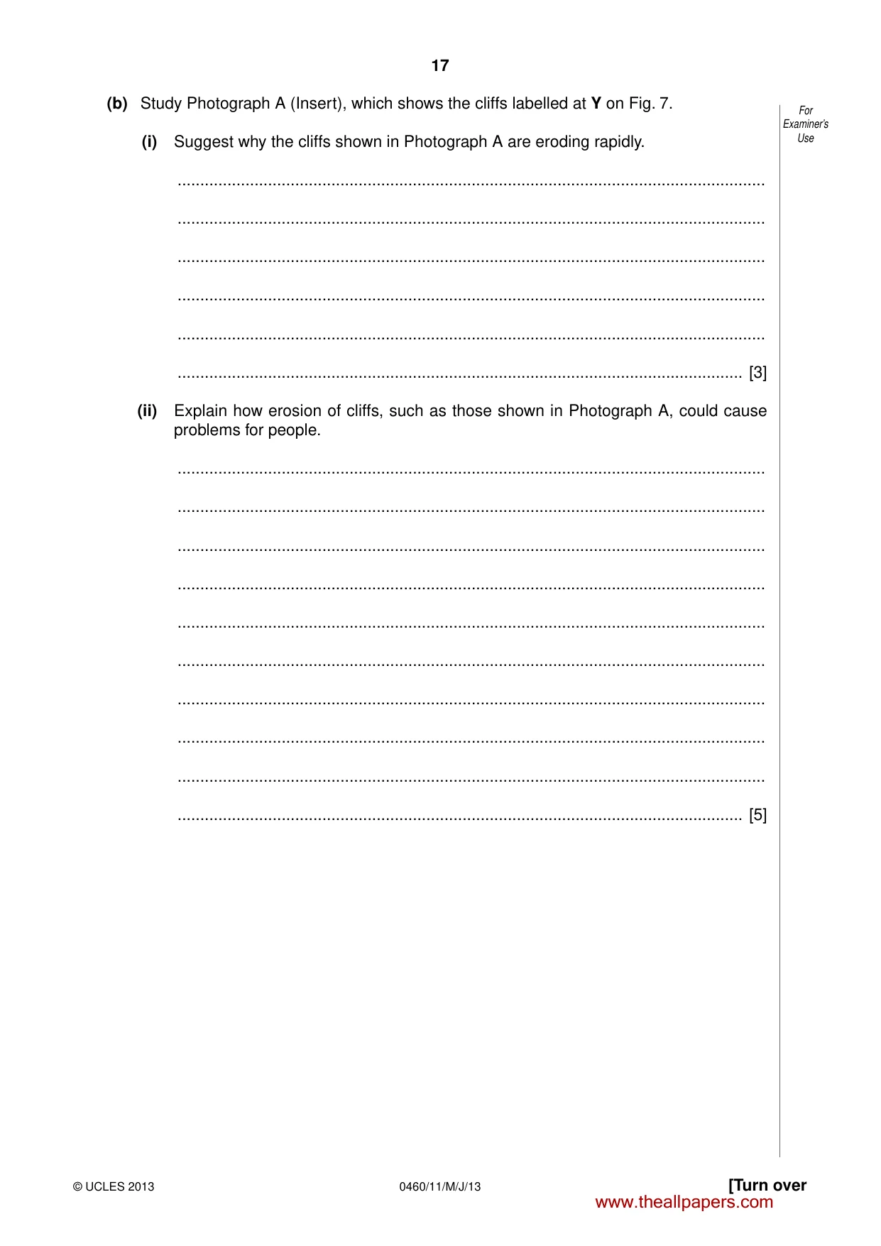 Cambridge IGCSE Geography 0460 2013 May/June Paper 1 · Variant 1 question paper, page 17 of 28