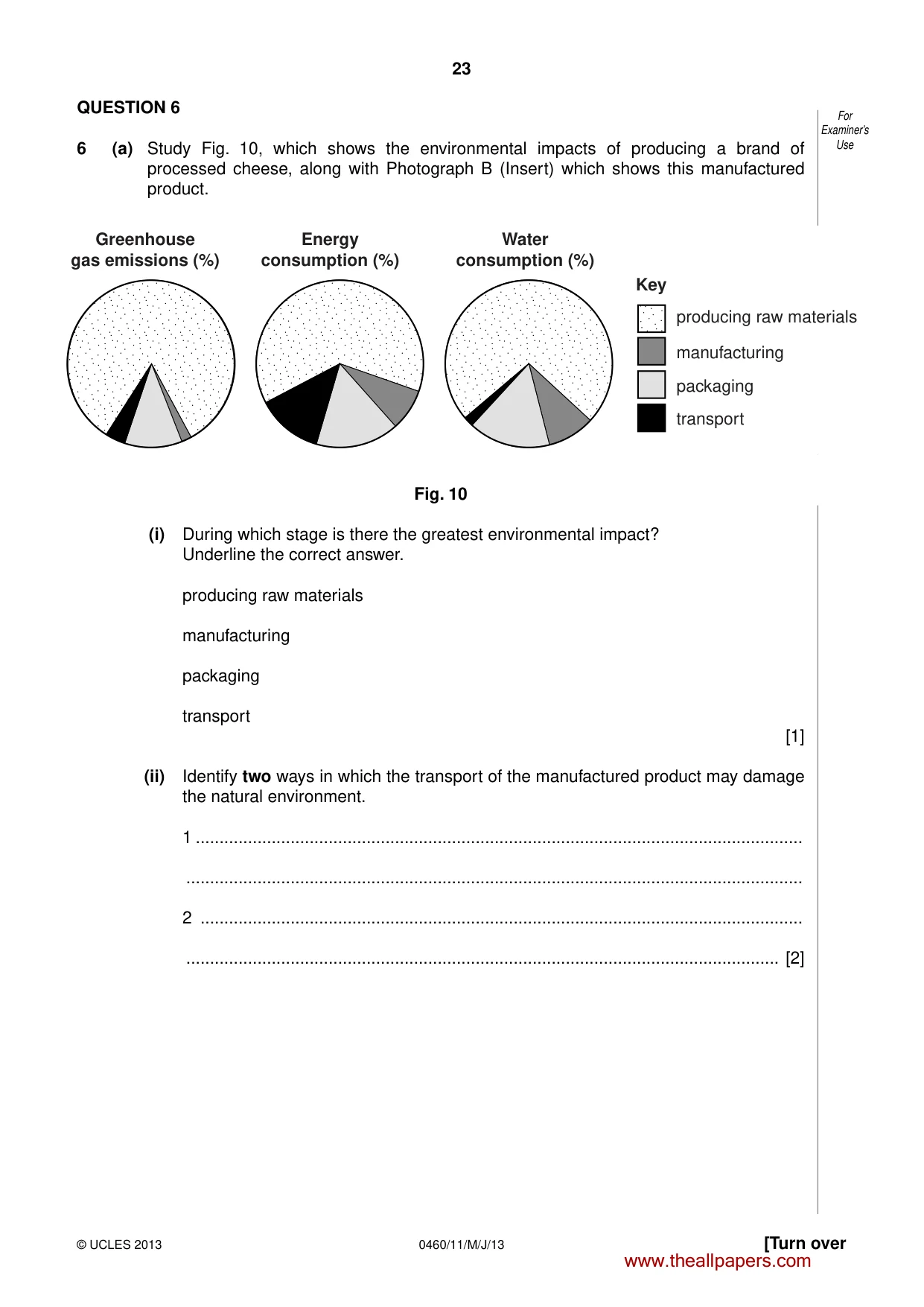 Cambridge IGCSE Geography 0460 2013 May/June Paper 1 · Variant 1 question paper, page 23 of 28